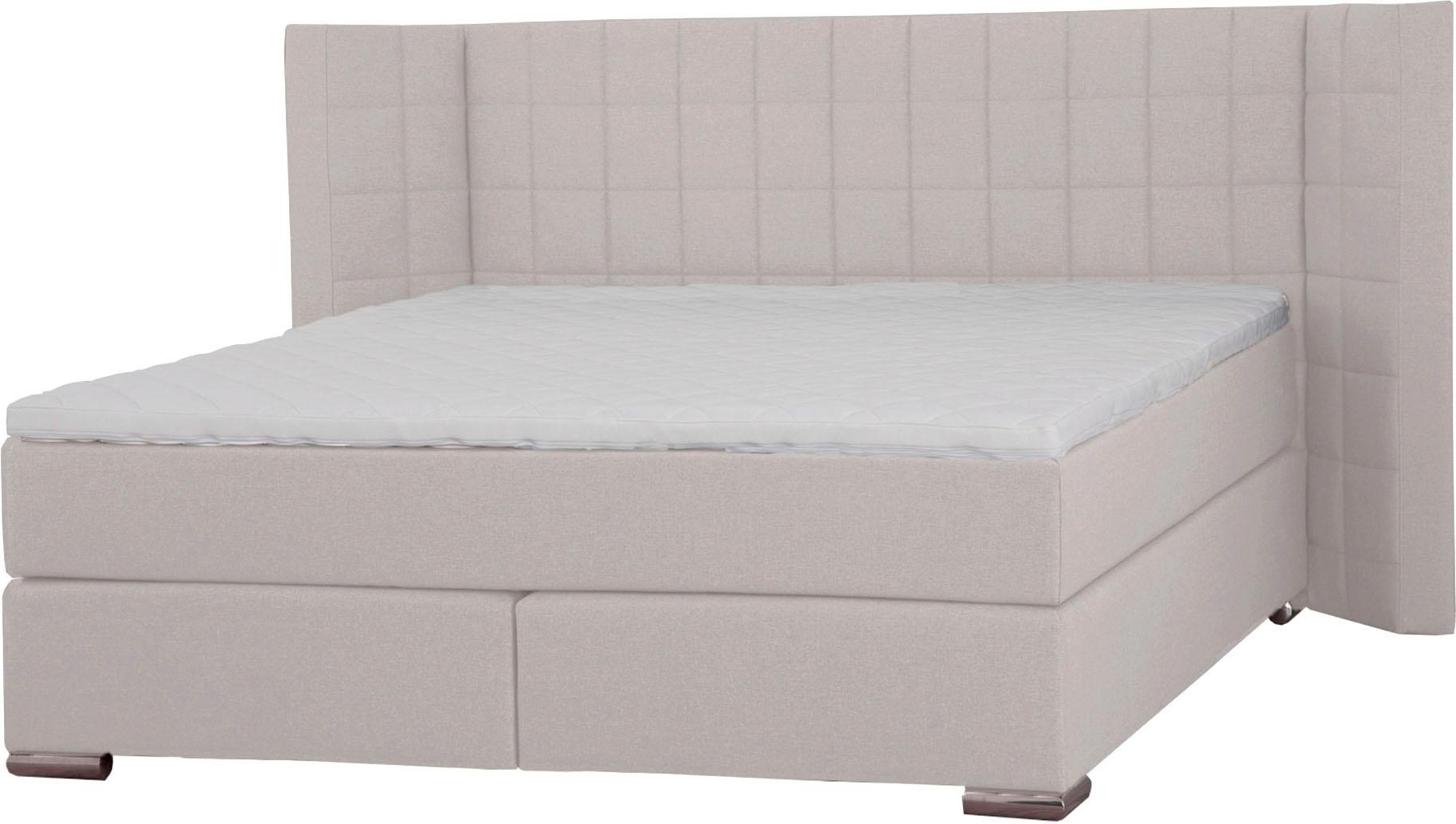 PLACES OF STYLE Boxspringbett »Piazza« mit Steppung und Kopfteil mit seitlichen Flügeln