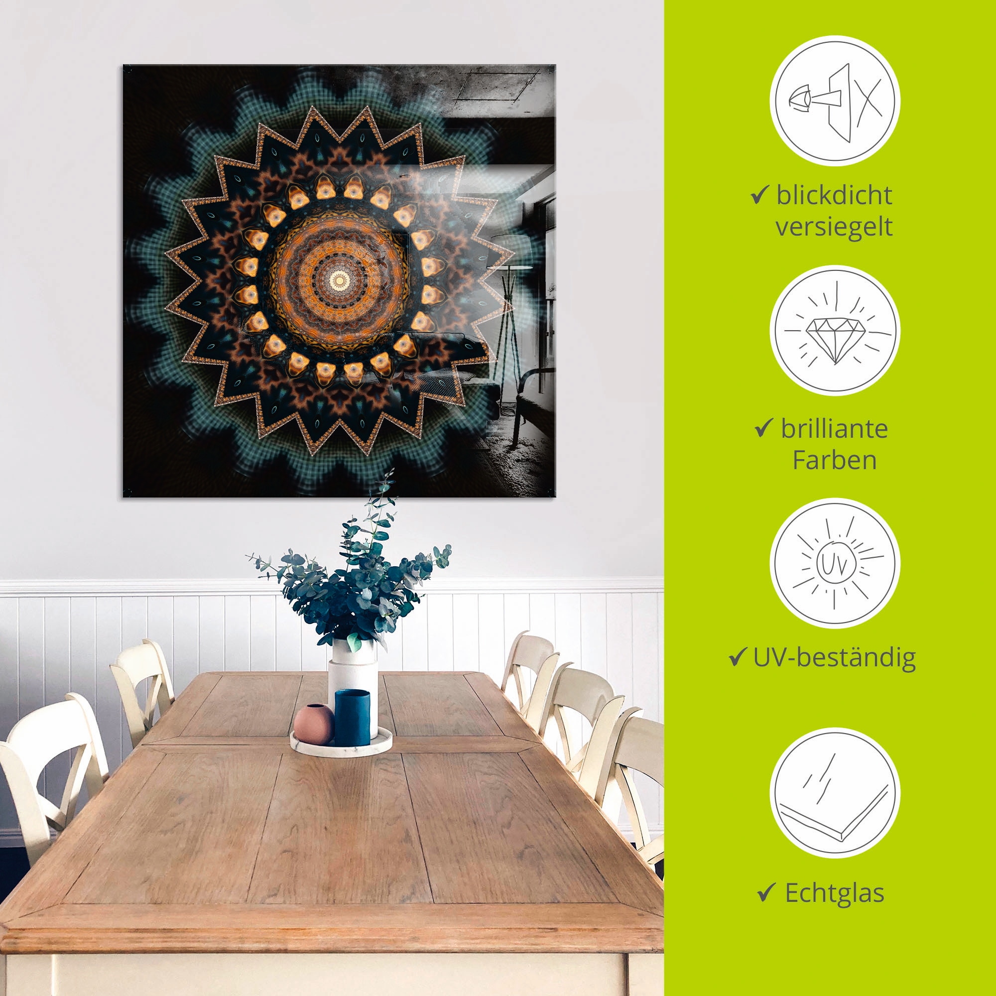 Artland Glasbild »Mandala kosmisches Bewusstsein«, Muster, (1 St.), in verschiedenen Größen