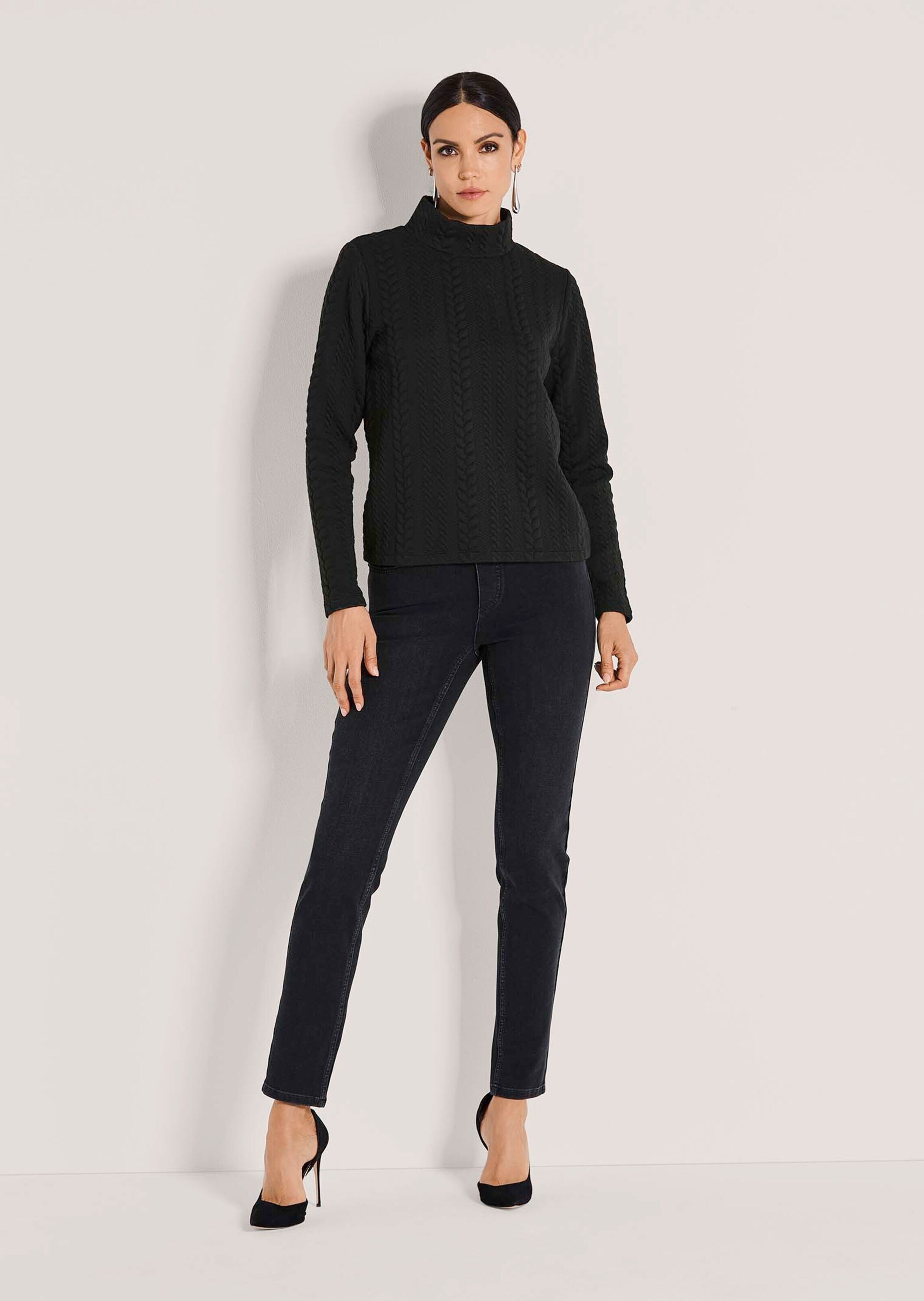 MADELEINE Langarmshirt »Sweatshirt Sweatshirt mit Zopfstruktur« Zopfstruktur