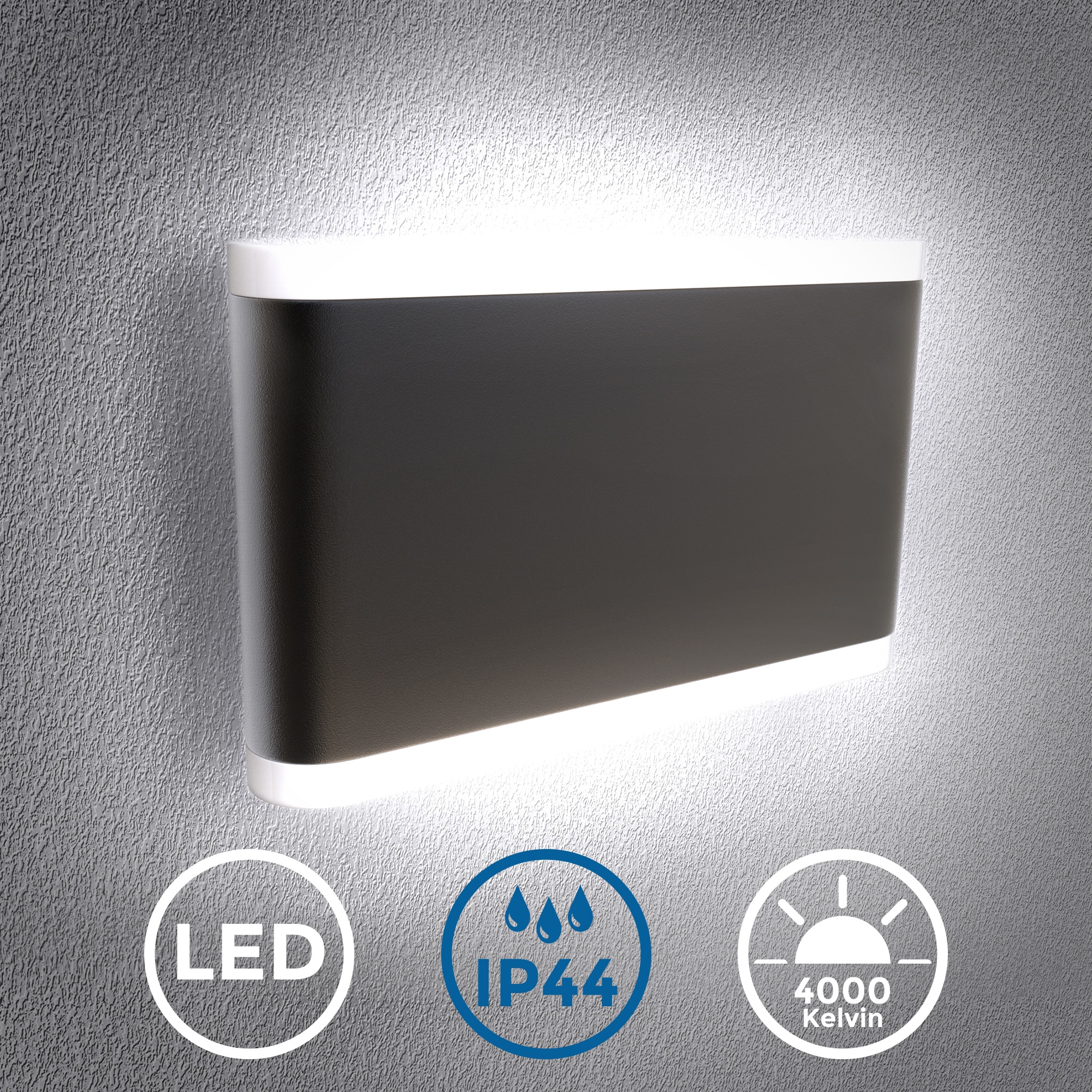 B.K.Licht LED Außen-Wandleuchte, 2 flammig, Leuchtmittel LED-Board | LED fest integriert, LED Außenleuchte IP44 Wand-Spot Fassaden-Lampe Strahler schwarz