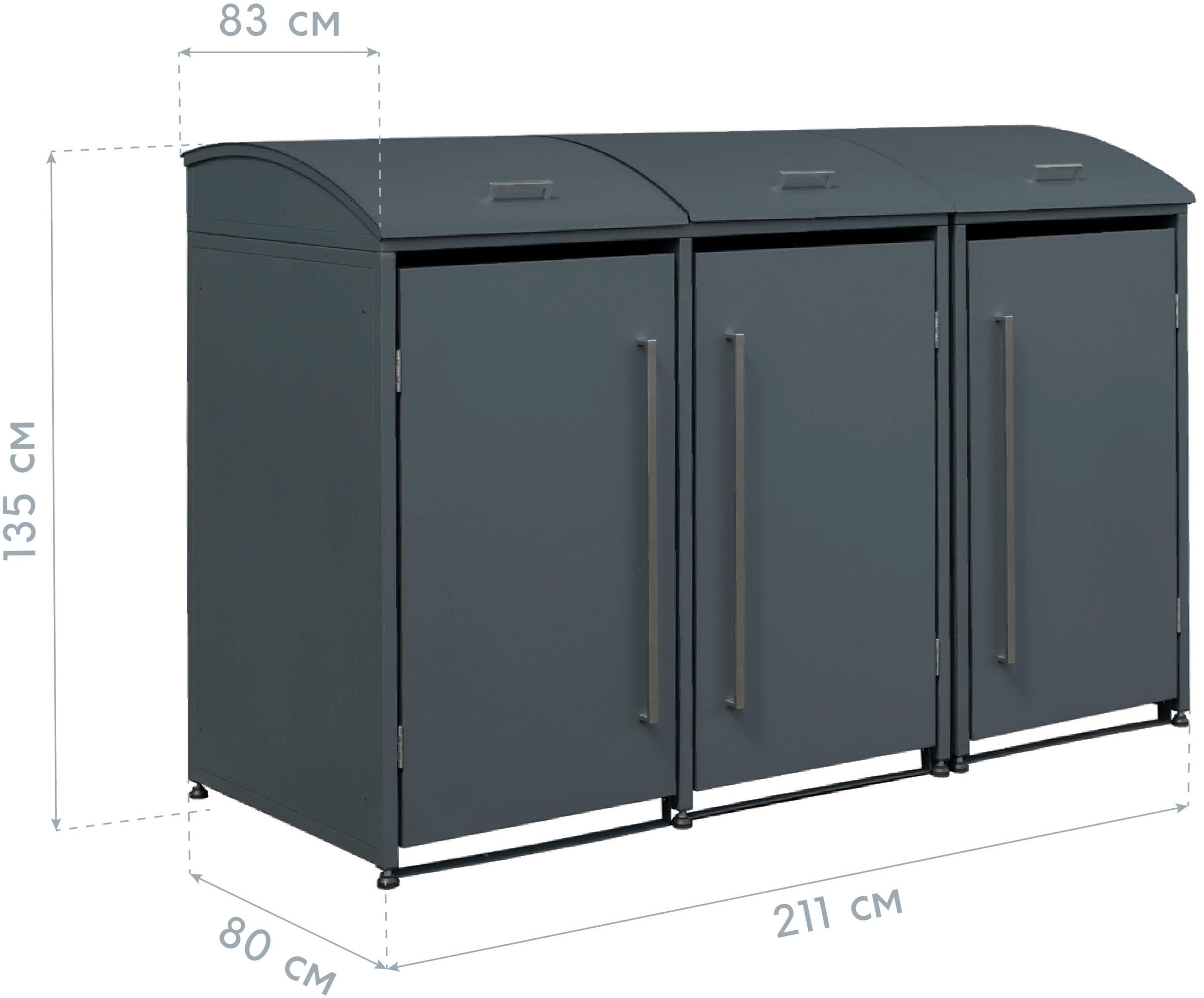 WESTMANN Mülltonnenbox »Moderna 3« Platz für 3 Mülltonnen je 240 L, BxHxT: 211x83x135 cm