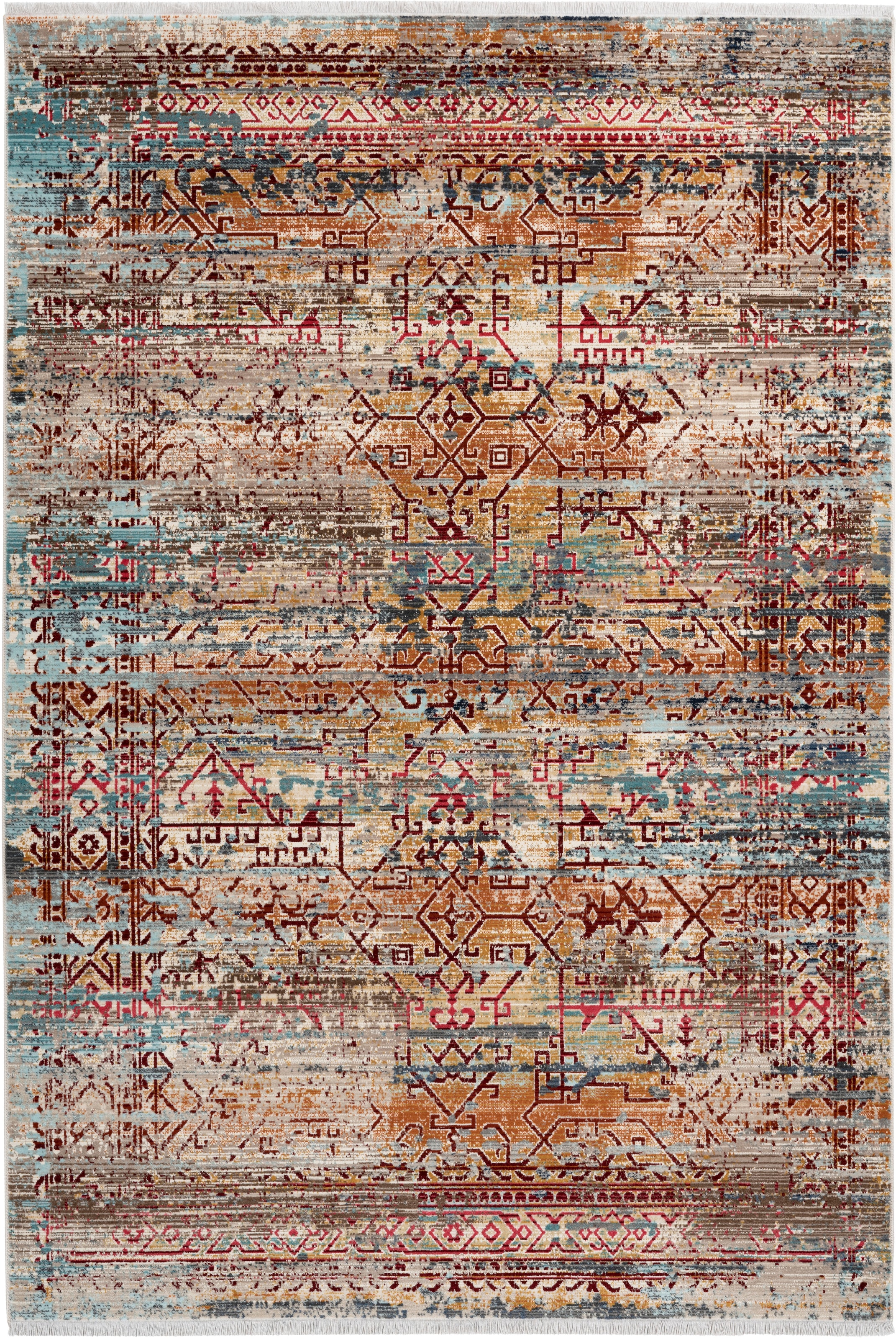 Obsession Teppich »My Inca 356« rechteckig 6 mm Höhe Kurzflor, modernes Design, mit Fransen