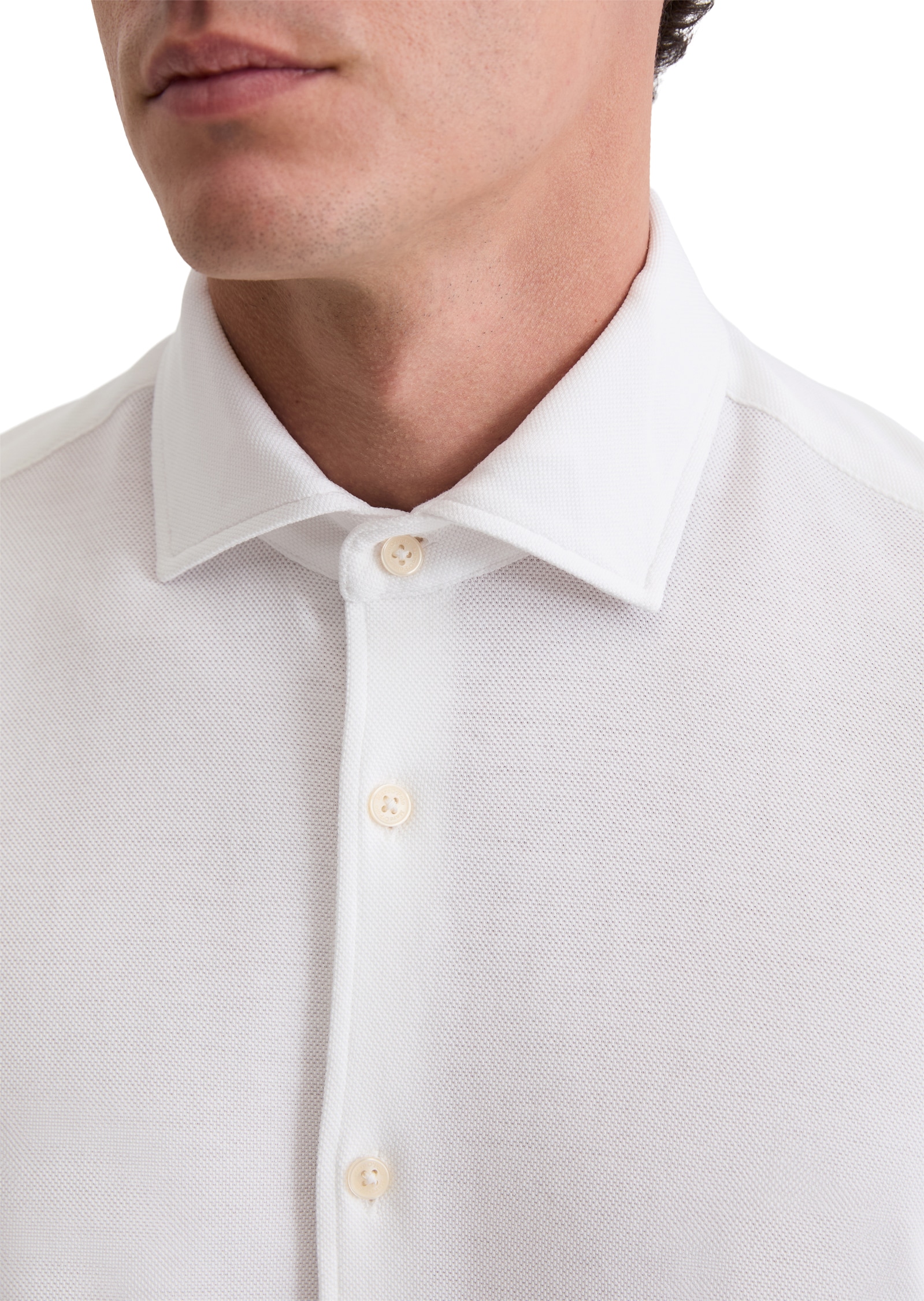 Marc O'Polo Langarmhemd Shaped Fit, mit feiner Piqué-Struktur