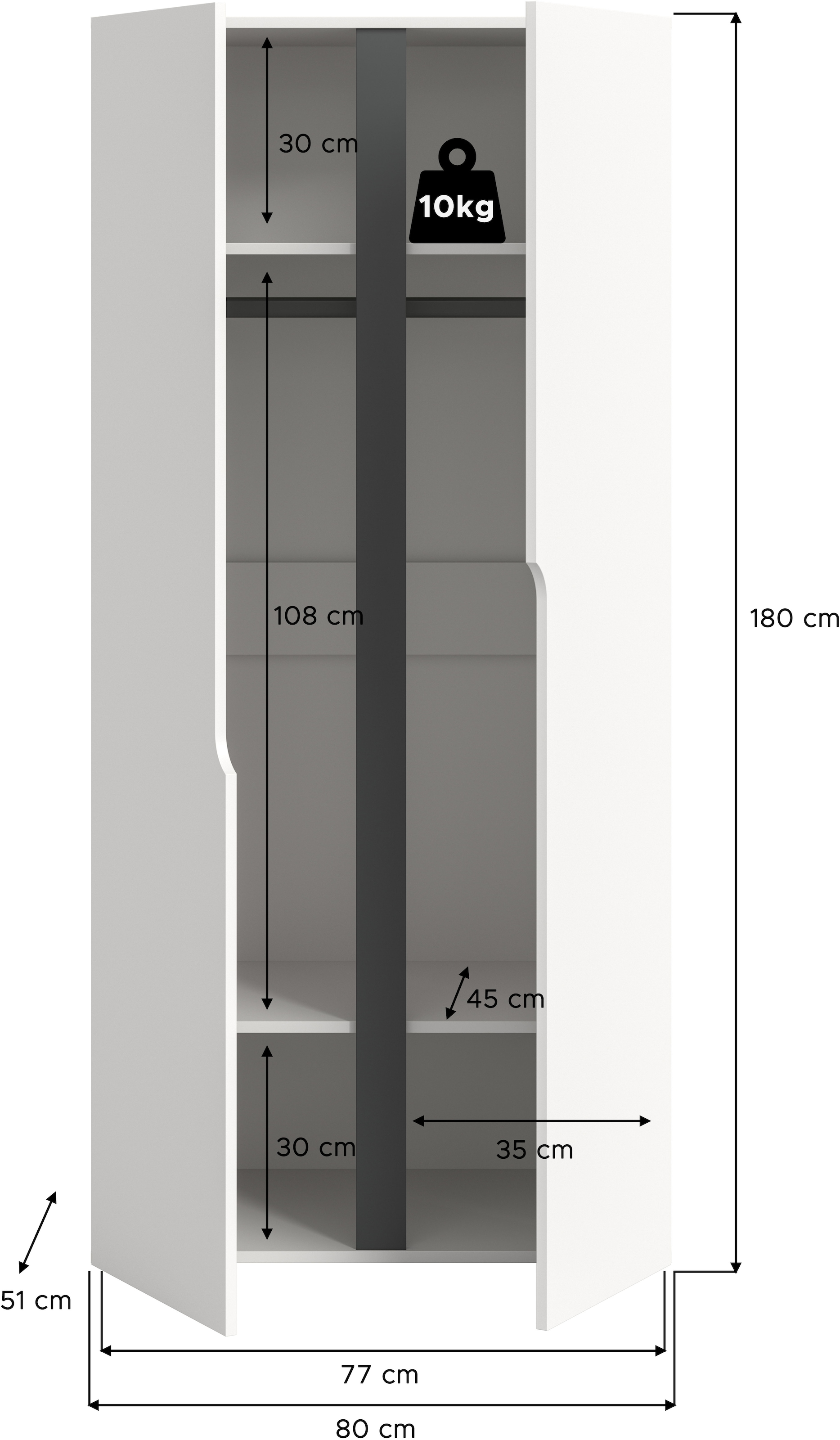 Home affaire Kleiderschrank »BJÖRNEBORG, Schlafzimmerschrank, Garderobe, Schrank« inklusive Wechselblende in anthrazit und Artisan Eiche Nachbildung,  Breite 80cm, Kleiderstange, 2 Böden