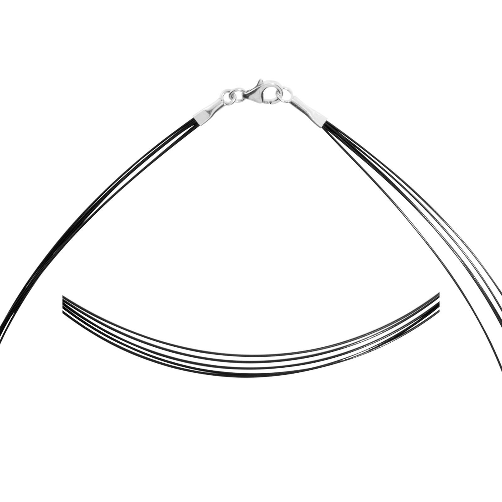 OSTSEE-SCHMUCK Halsreif »- Nyloncollier 5-reihig -schwarz- - Edelstahl - Verschluß aus Silber 925/000«