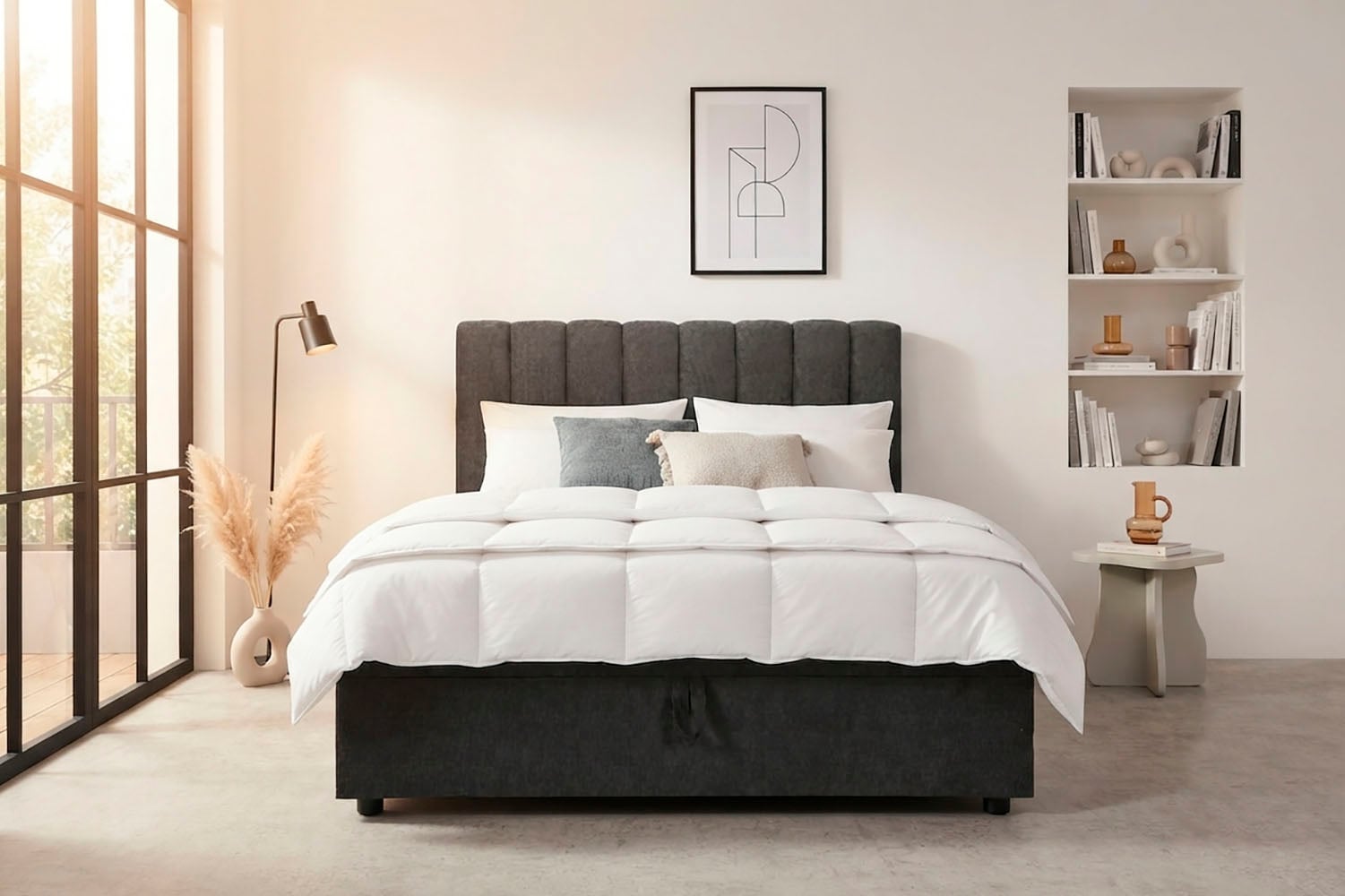 OTTO home Boxbett »HAILEYY, Polsterbett mit Bettkasten, inkl. Taschenfederkernmatratze H3« mit Kaltschaumtopper, Chenille-Bezug, 140x200 & 180x200 cm