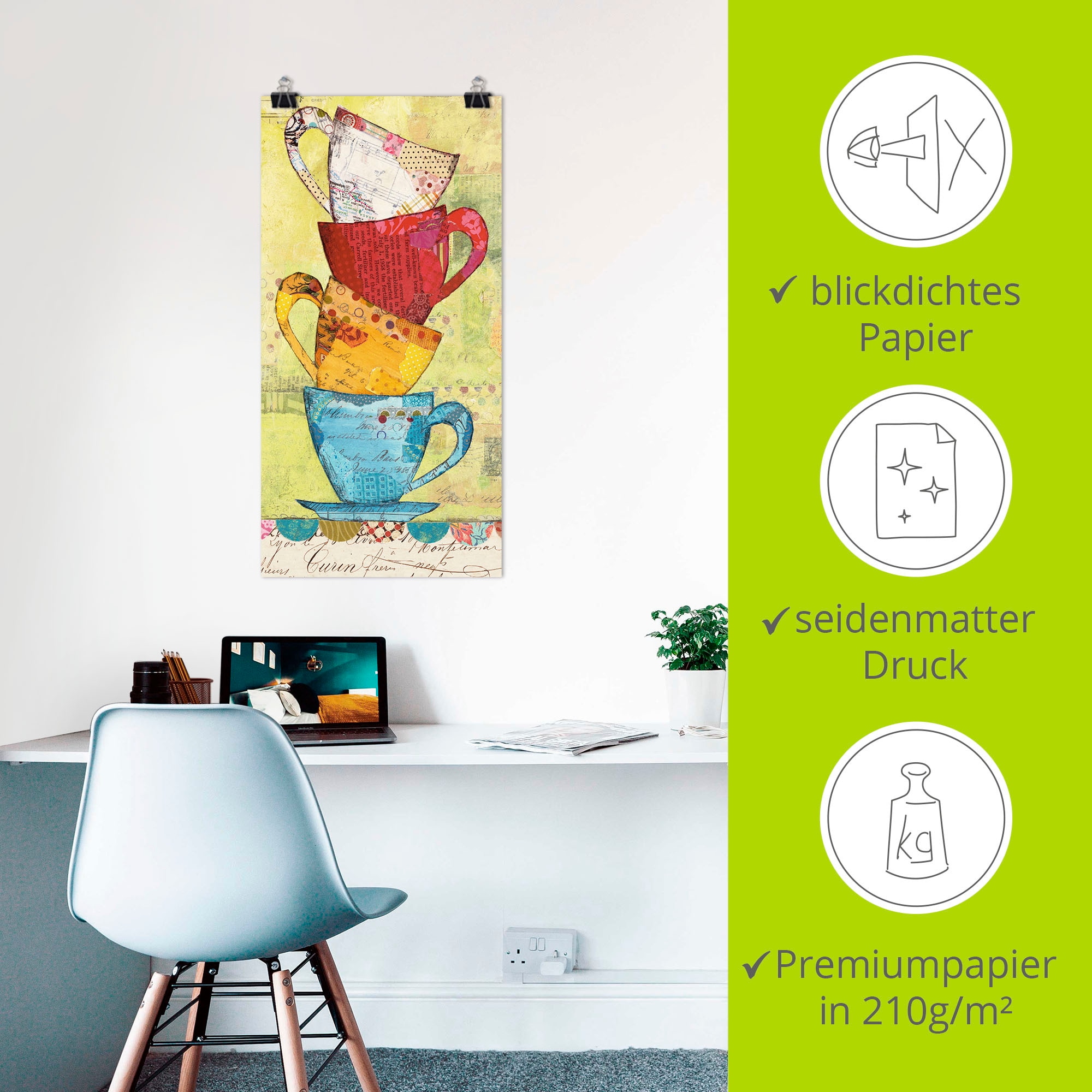 Artland Wandbild »Komm zum Kaffee« Geschirr & Besteck 1 Stk. tlg. als Leinwandbild, Poster in verschied. Größen