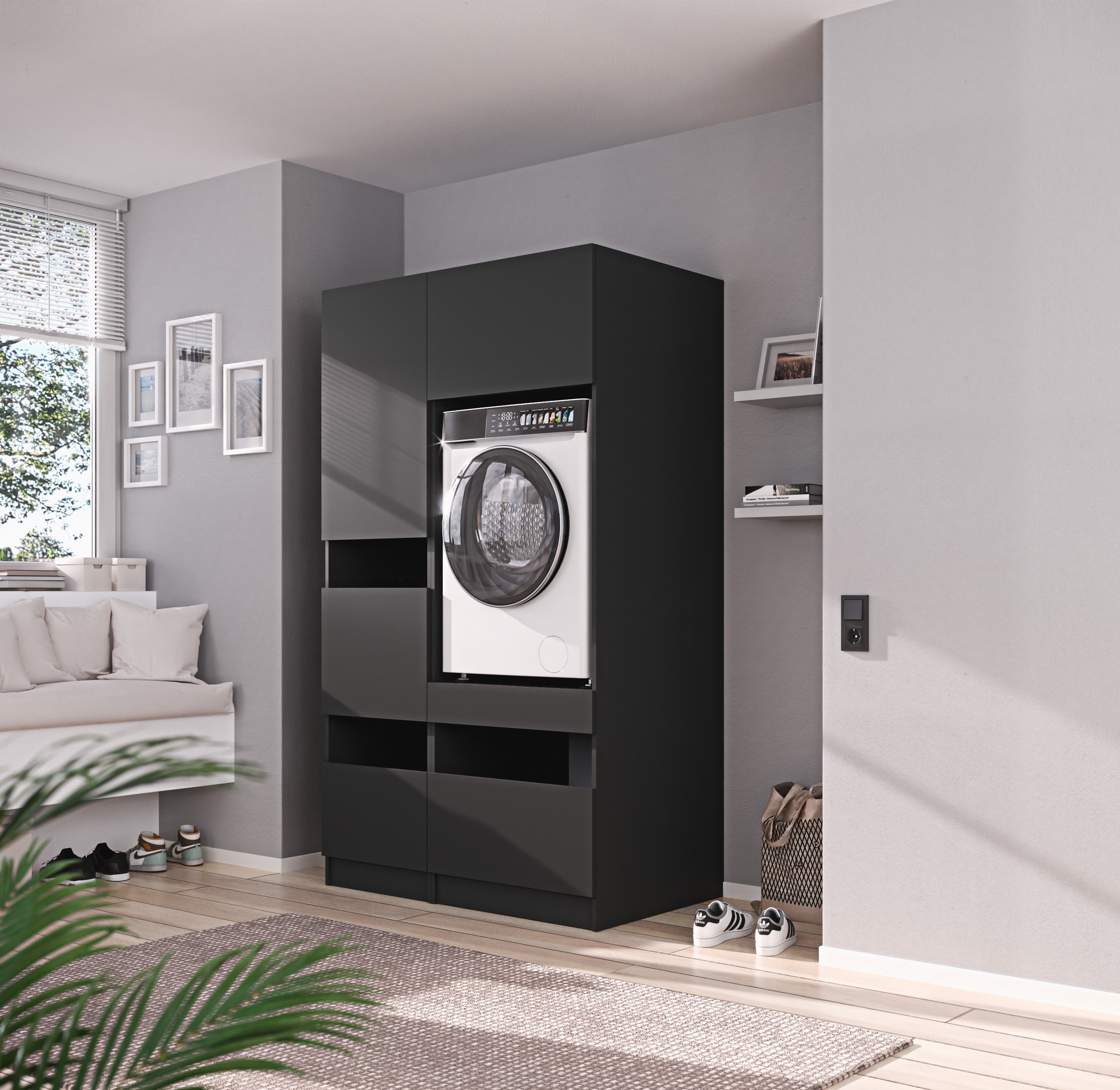BASIC by Balculina Mehrzweckschrank-Set »Washhome B/T/H 118x68x200 cm« 2 Stk. tlg.