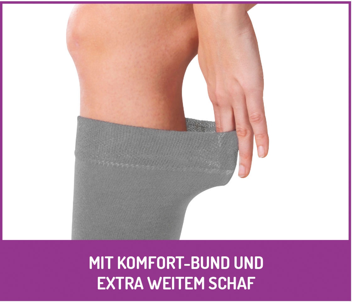 Fußgut Diabetikersocken »Venenfreund Kniestrümpfe mit Airchannel Fußbelüftung«, (2 Paar), verstärkte Fußpolsterung, weiter Bund, Druckentlastung, bequemer Bund