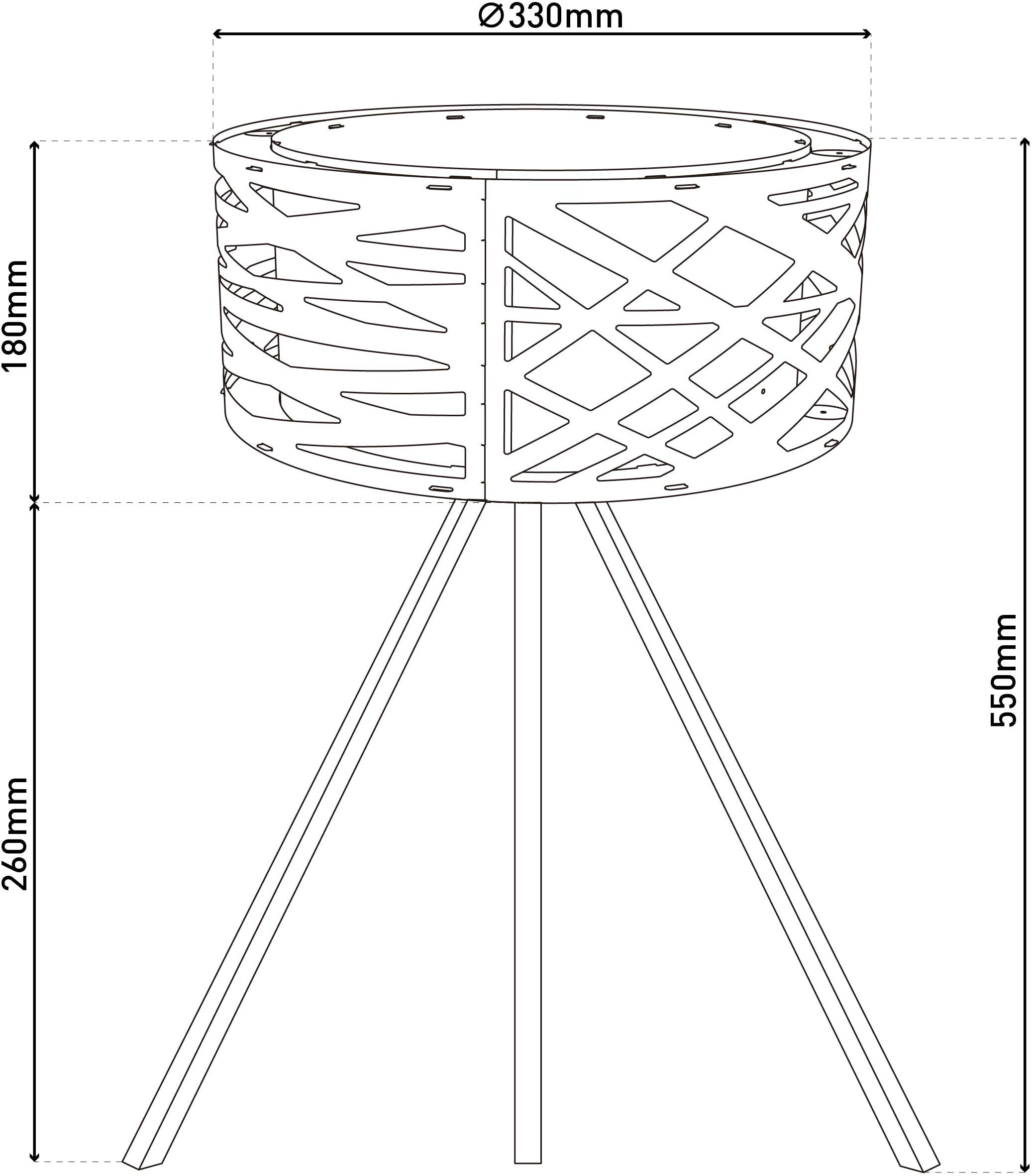 näve Stehlampe »Finja« E14 1 Stk. Dreibein, Schirm rund, Holzoptik mehrschichtig durchbrochen