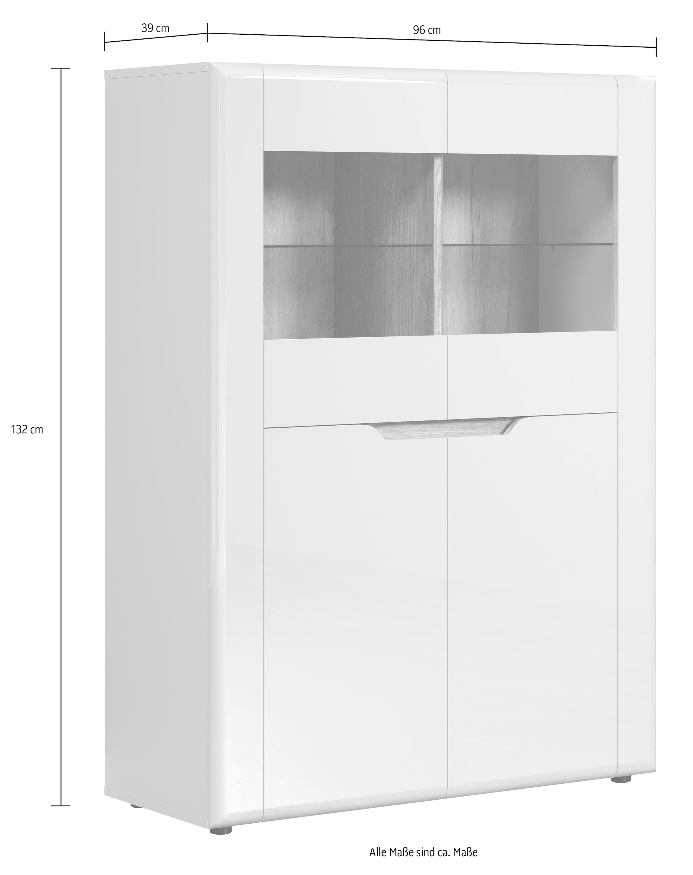 INOSIGN Wohnwand »Graz«, (Komplett-Set, 4 St.), Maße aufgebaut (B/T/H in cm): 341/40/192 - Hochglanz Fronten