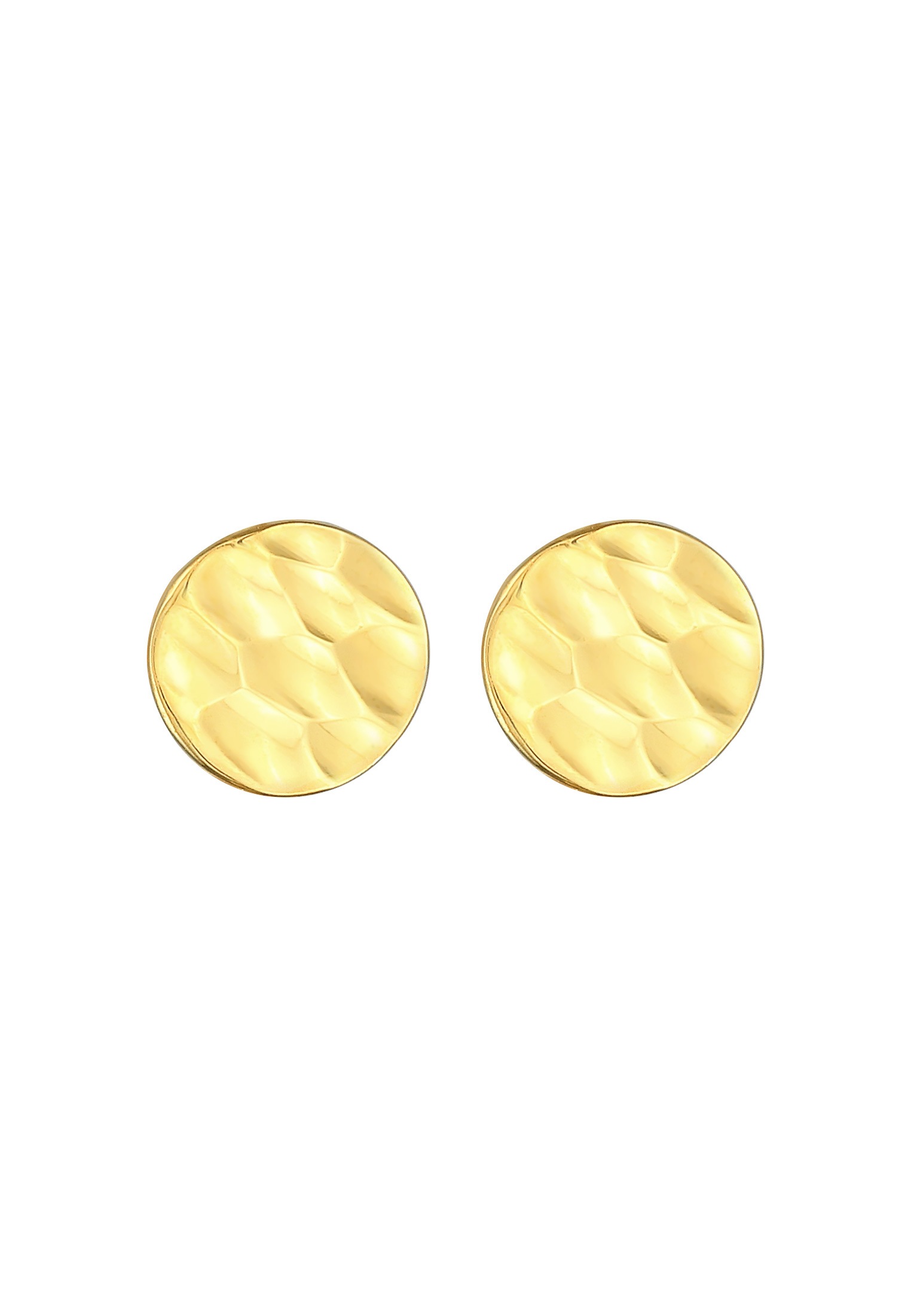 Elli Premium Paar Ohrstecker »Ohrringe Plättchen Rund Gehämmert Geo Organic 375 Gelbgold«