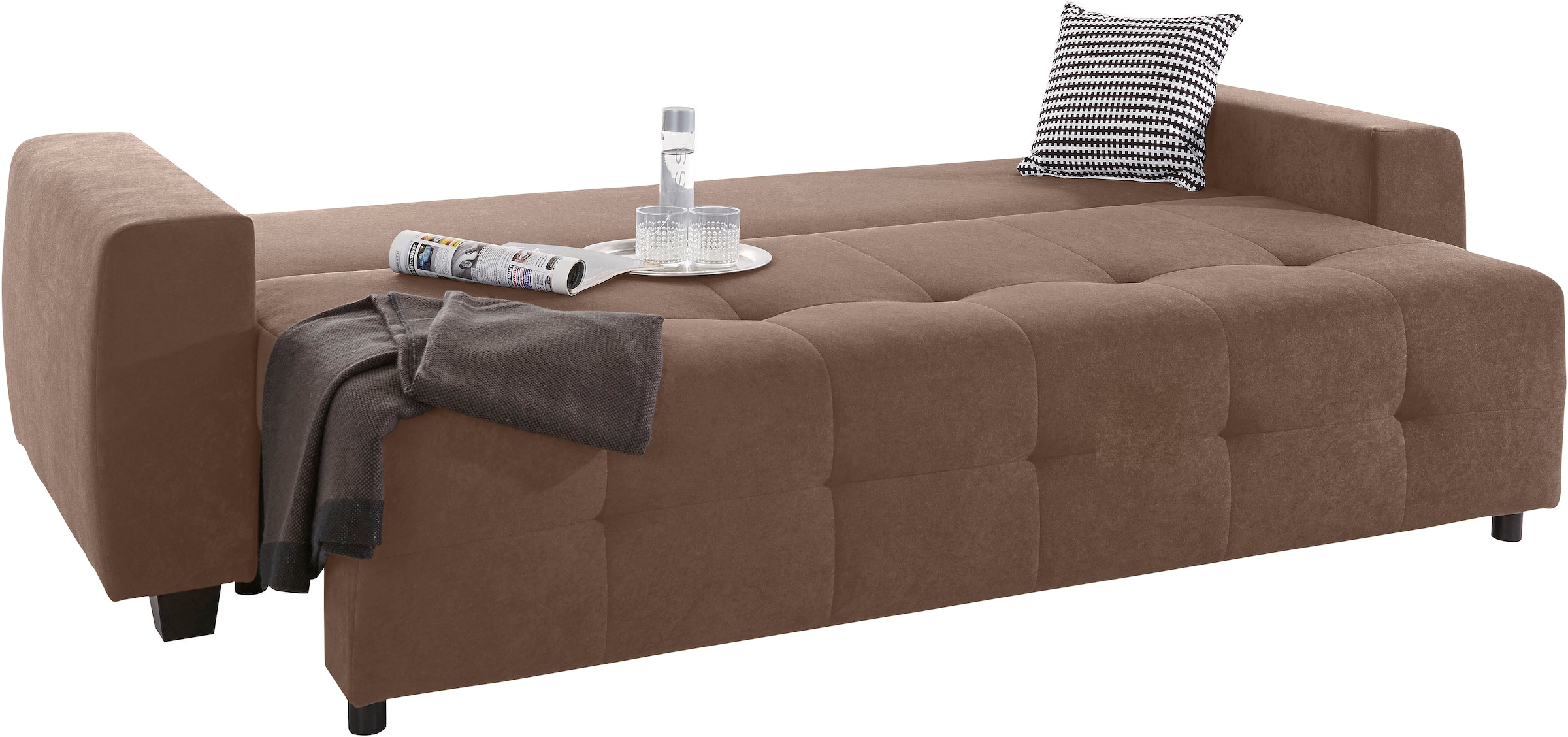 COLLECTION AB Schlafsofa »Bella«, mit Bettfunktion und Bettkasten, inkl. loser Rücken- und Zierkissen