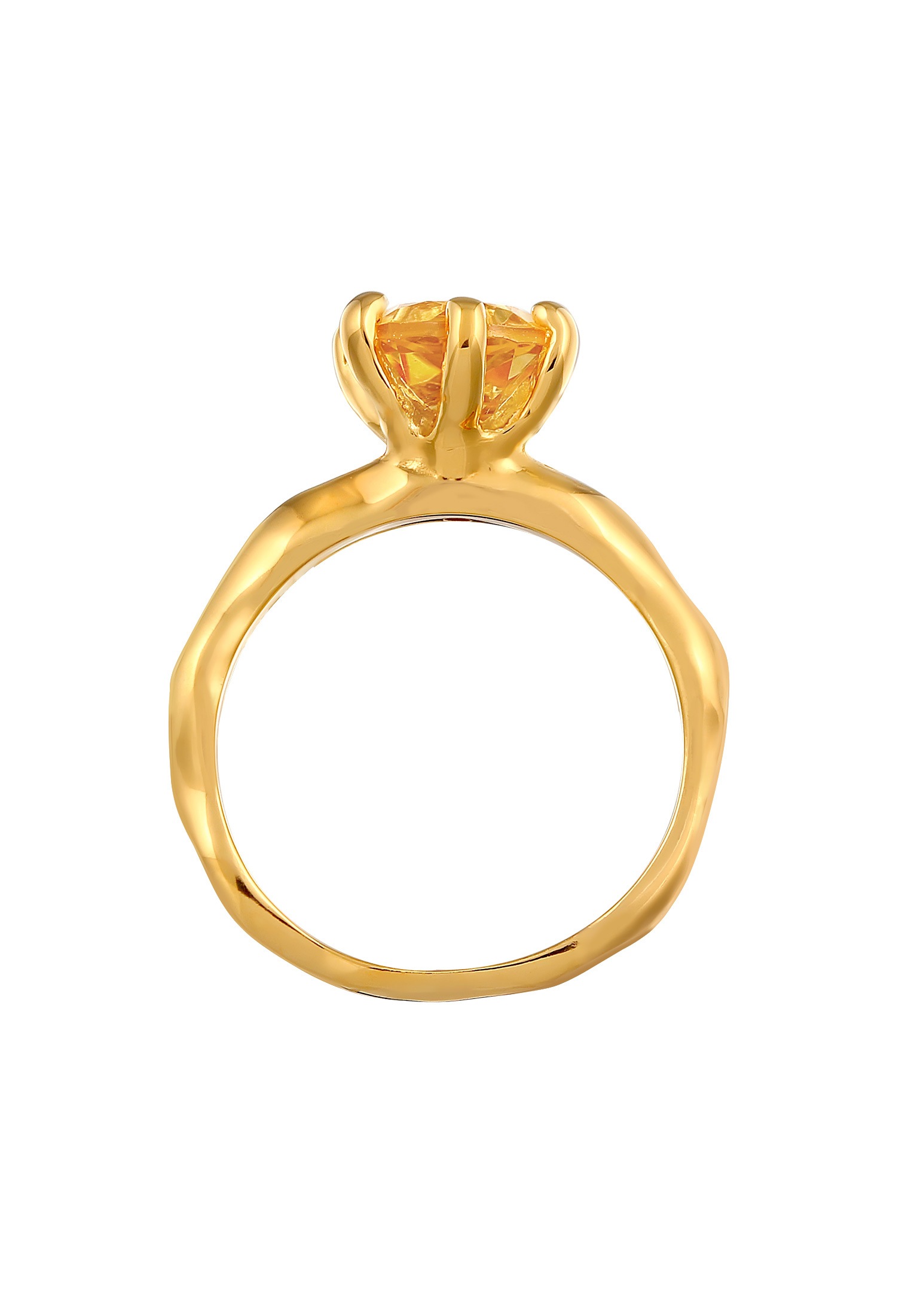 Elli Silberring »Ring Citrine Solitär Elegant Organic Design 925 Silber«