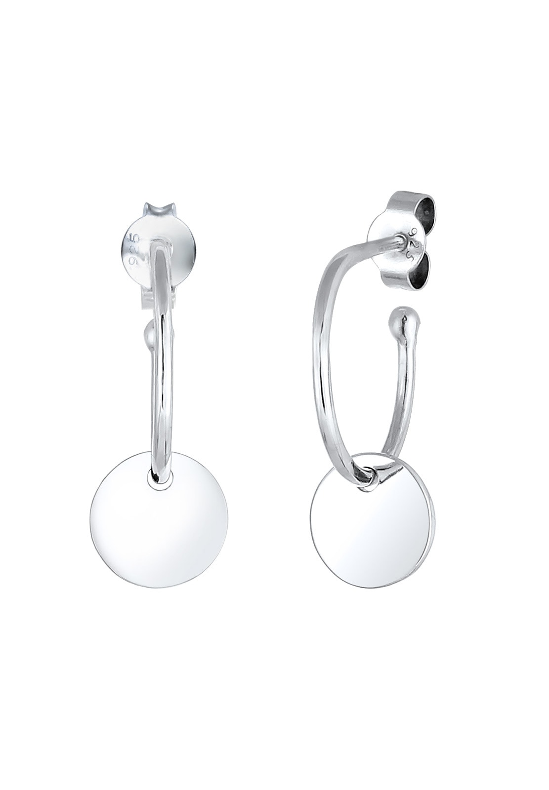 Elli Paar Creolen »Ohrringe Creole Geo Plättchen Trend 925 Silber«