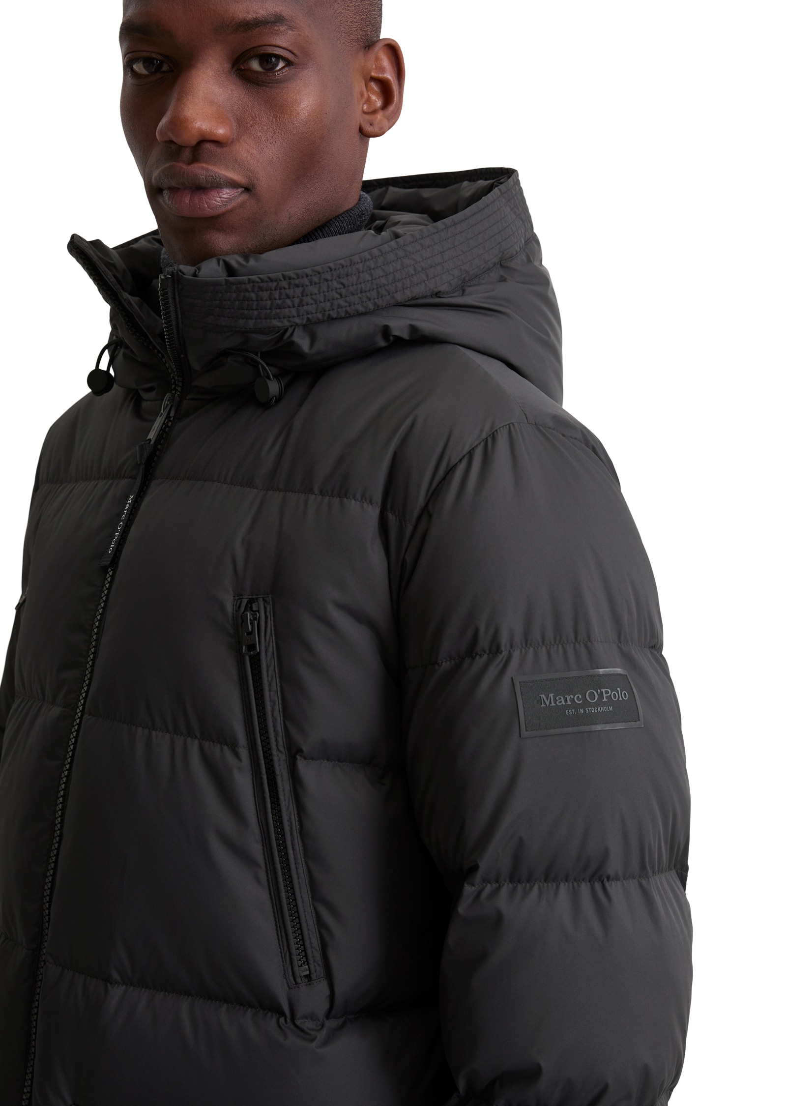Marc O'Polo Daunenjacke, mit Kapuze, Pufferjacke, regular fit, eingesetzte, elastische Ärmelabschlüsse