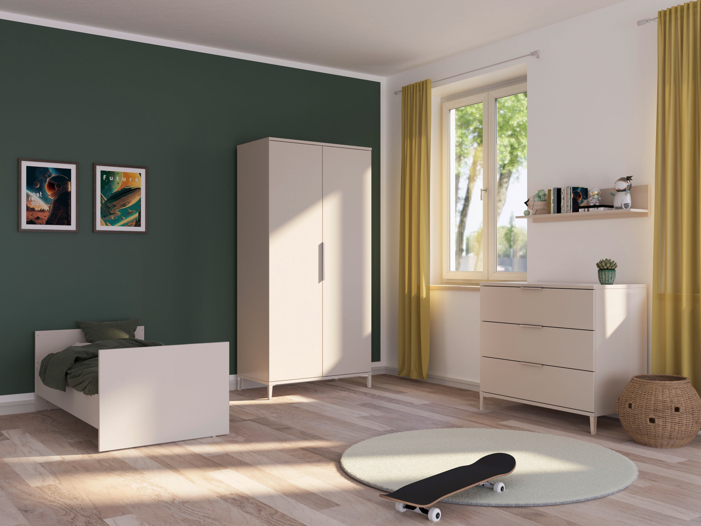 YUNY by PAIDI Kleiderschrank »SISTER LOU inkl. Kleiderstangen und Einlegeböden« Beige, zertifizierte Qualität, Soft-Close