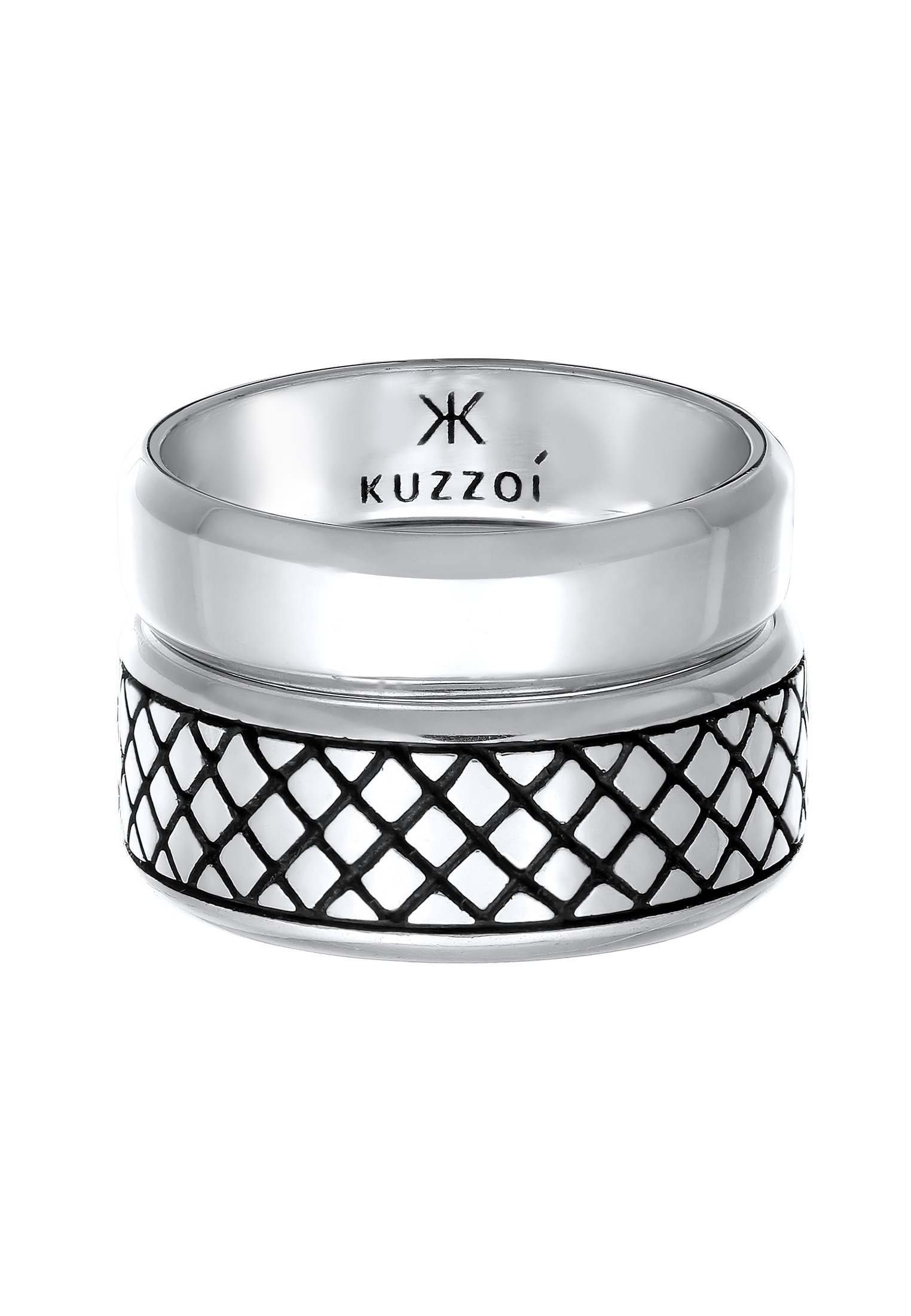 Kuzzoi Ring-Set »Ring Herren Bandring Basic 2er Set 925 Silber«
