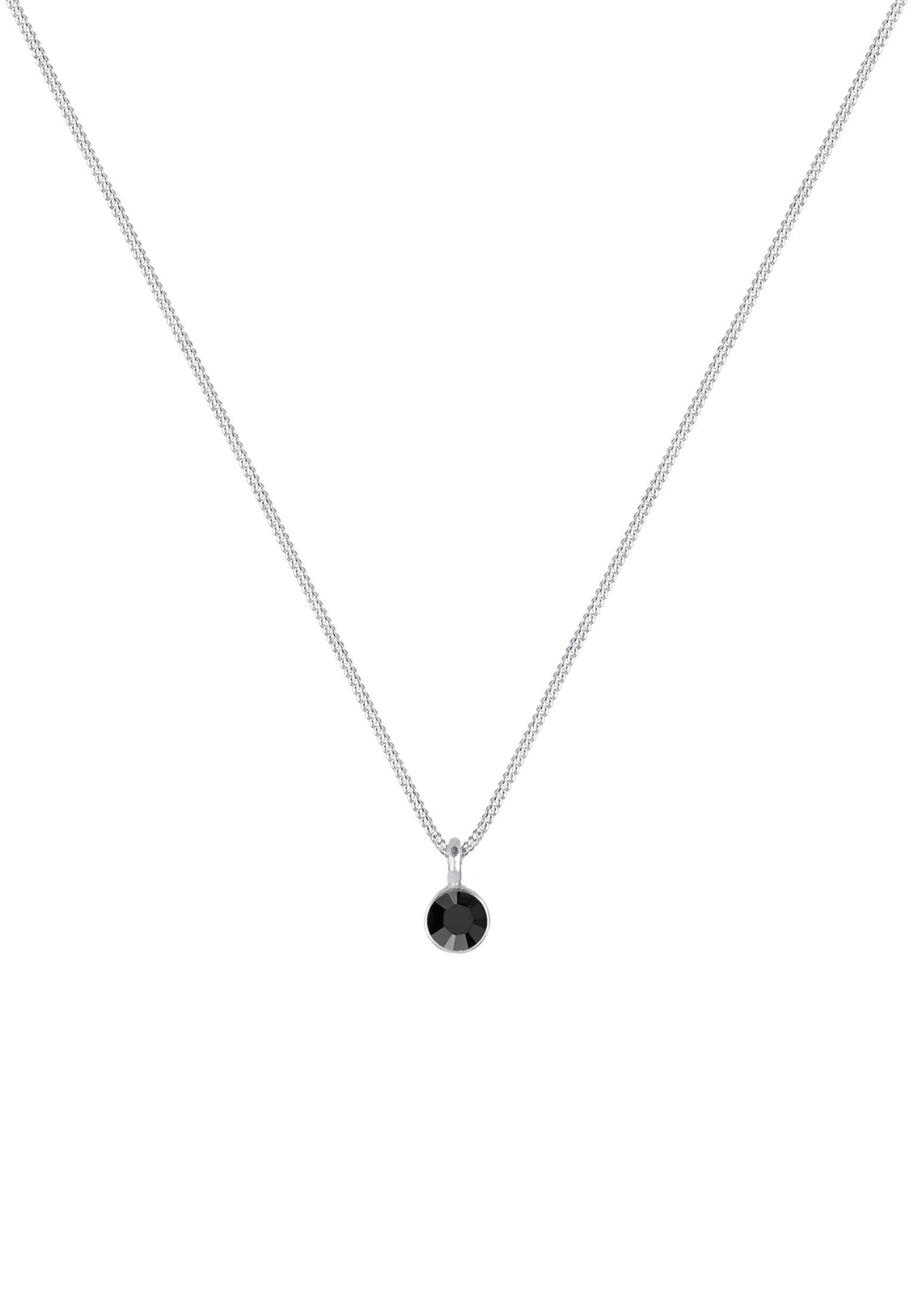 Elli Silberkette »Halskette Solitär Glas Kristalle Schwarz 925 Sterling Silber«