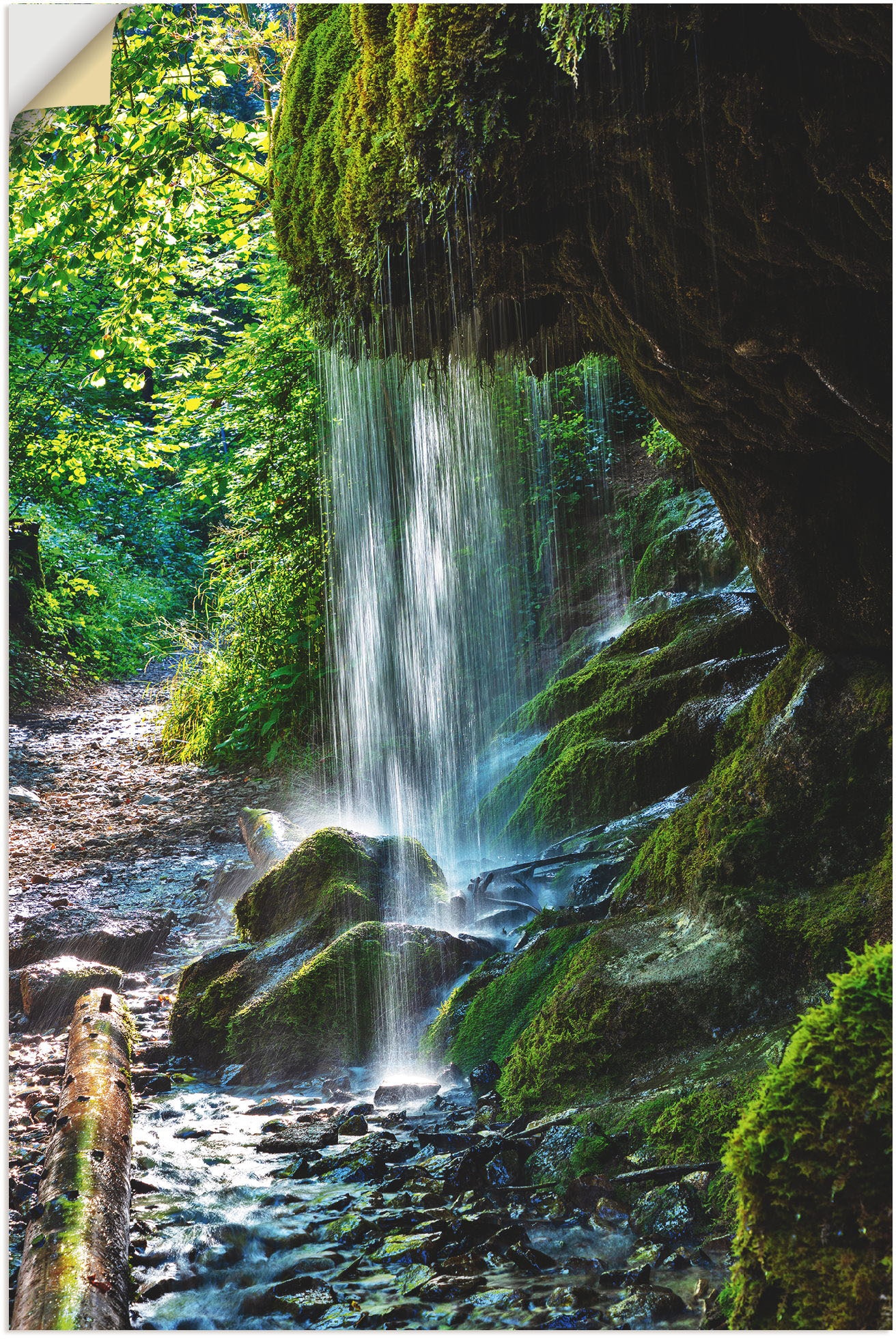 Poster Leinwandbild, bestellen versch. oder Wasserfallbilder, bequem Wandaufkleber (1 Alubild, Artland in »Moosbedeckter Größen Wandbild als Wasserfall«, St.),