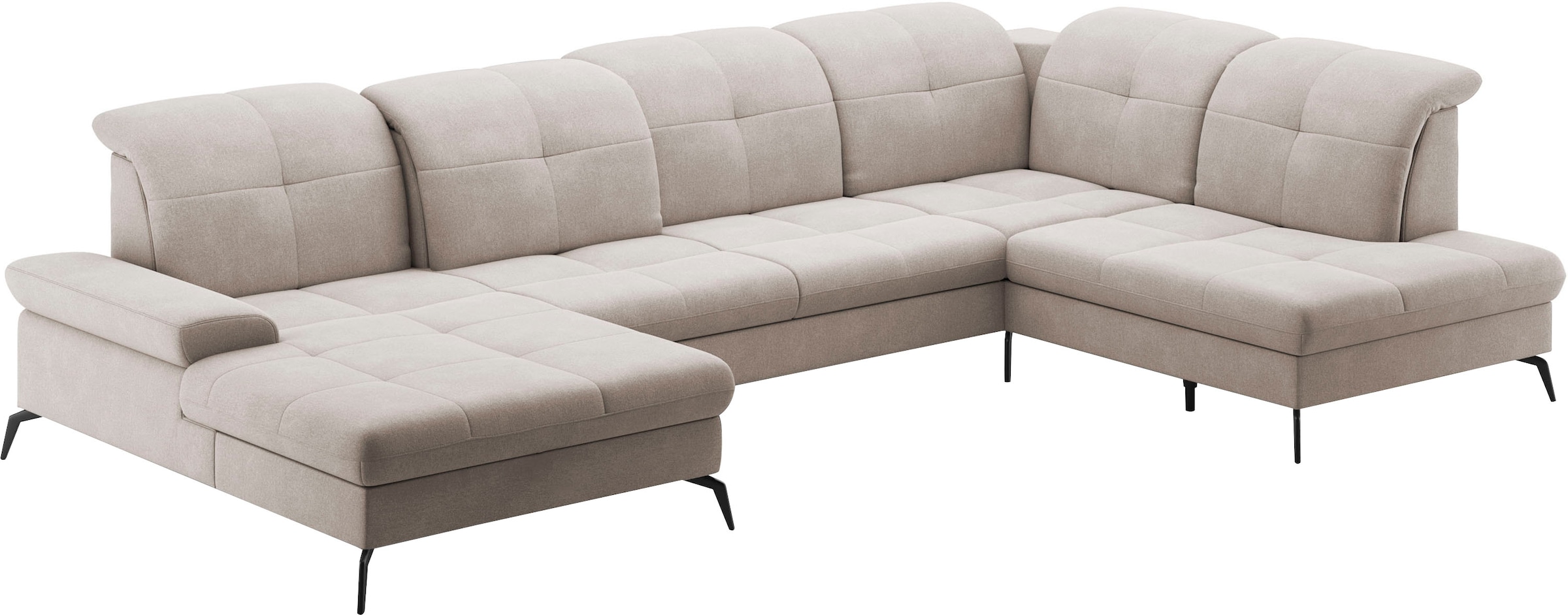 sit&more Wohnlandschaft »Amica, U-Form, inkl. Sitztiefenverstellung und Armteilverstellung«, wahlweise mit Kopfteilverstellung, Bettfunktion und Bettkasten