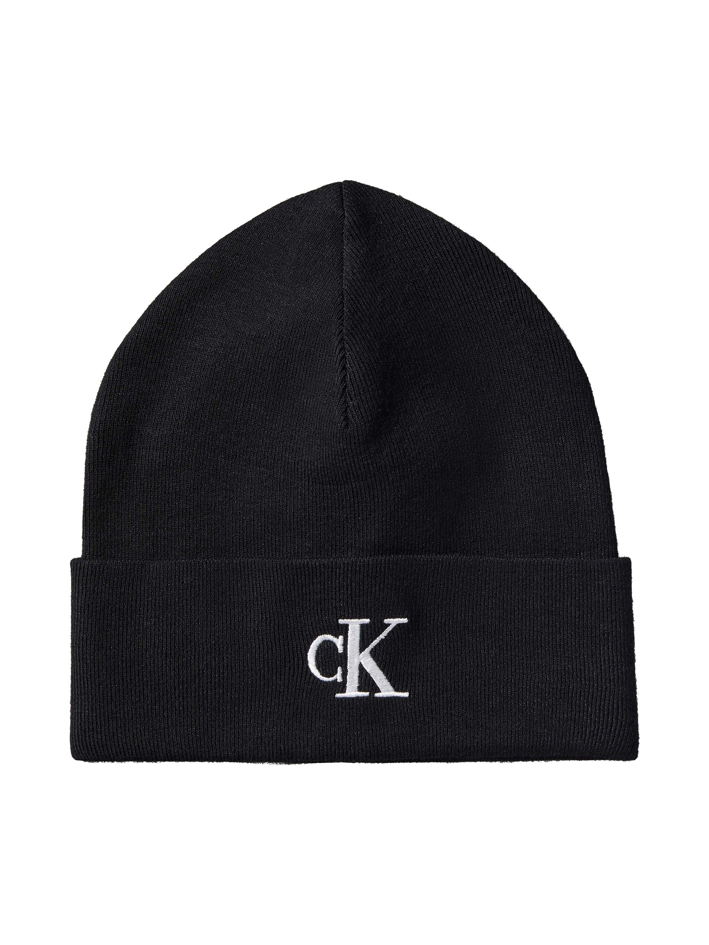 Calvin Klein Strickmütze "CK FINE RIB BEANIE" mit Markenlogo