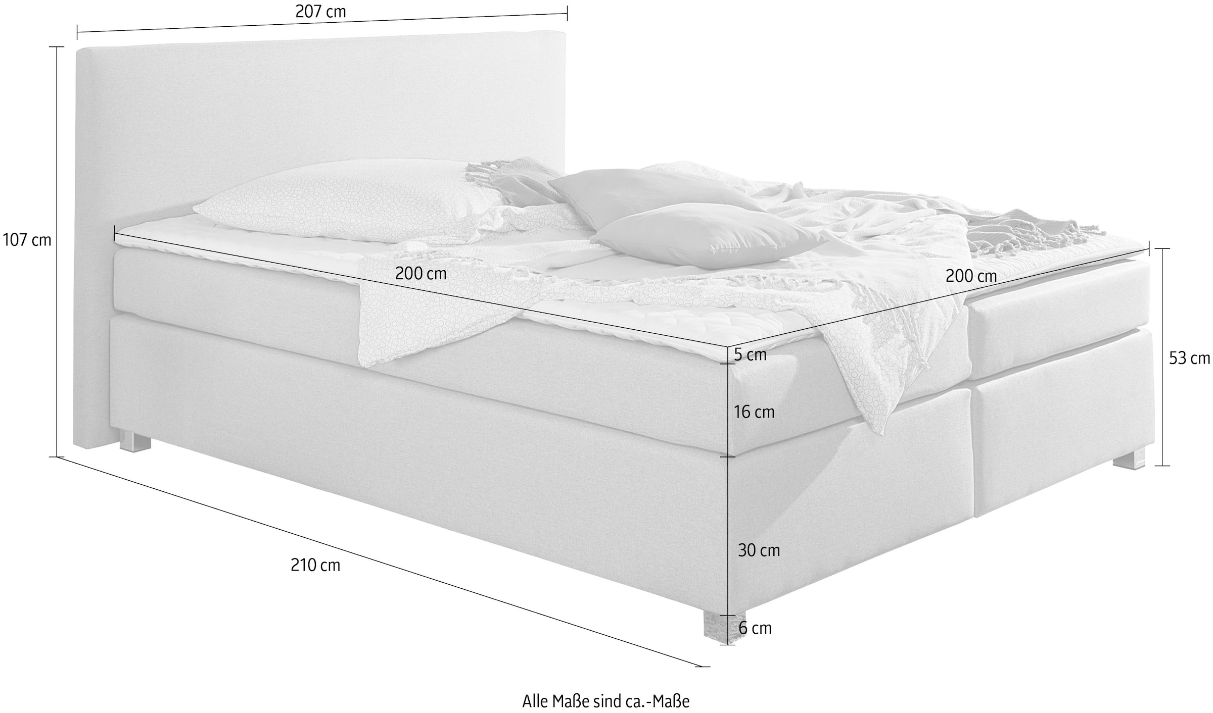 INOSIGN Boxspringbett »Eliana«, inkl. Topper, in 4 Breiten, 3 Matratzenarten und 2 Härtegraden