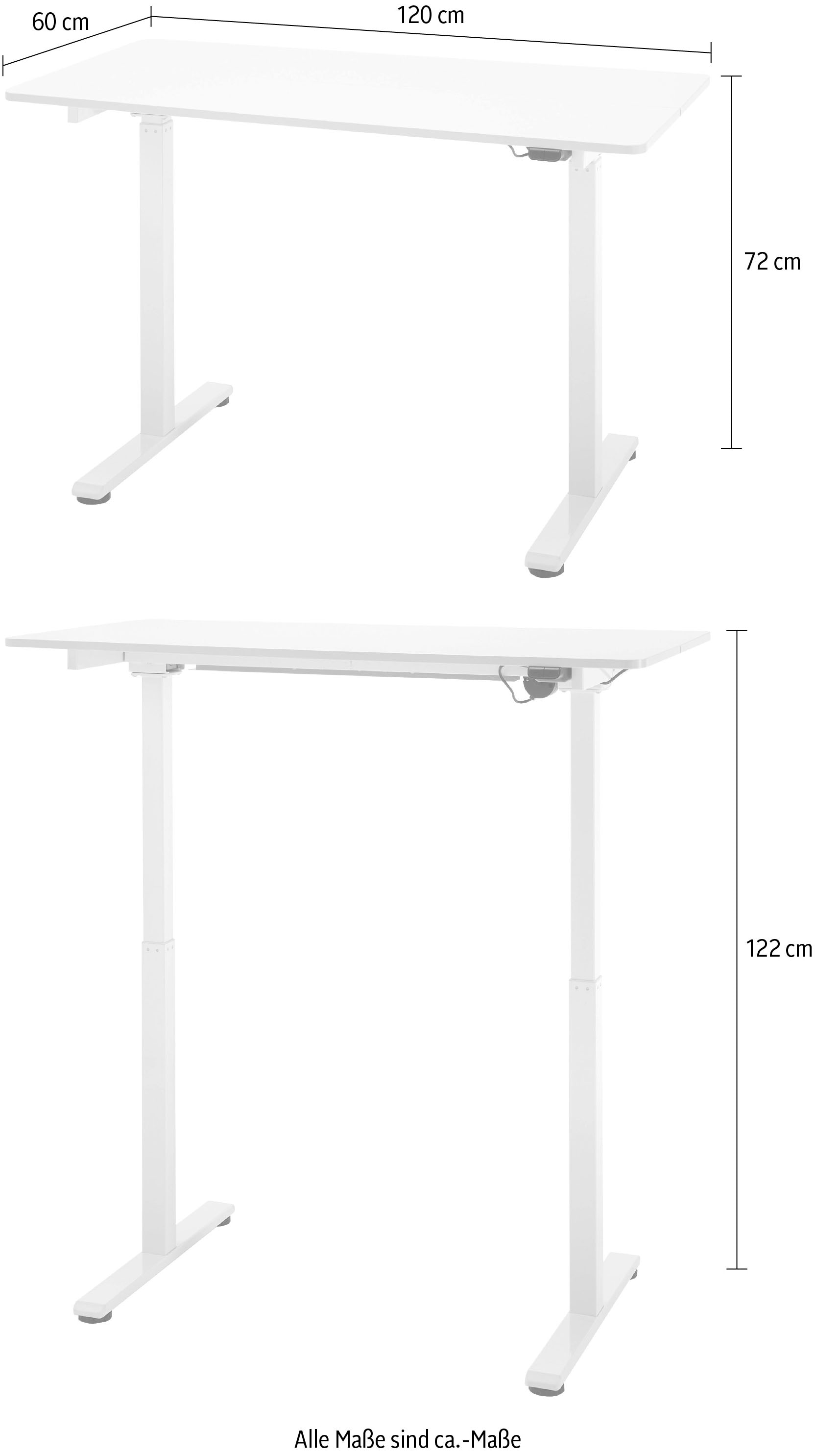 MCA furniture Schreibtisch »Nakuru«, elektrisch höhenverstellbar von 72-122 cm, Breite 120 cm