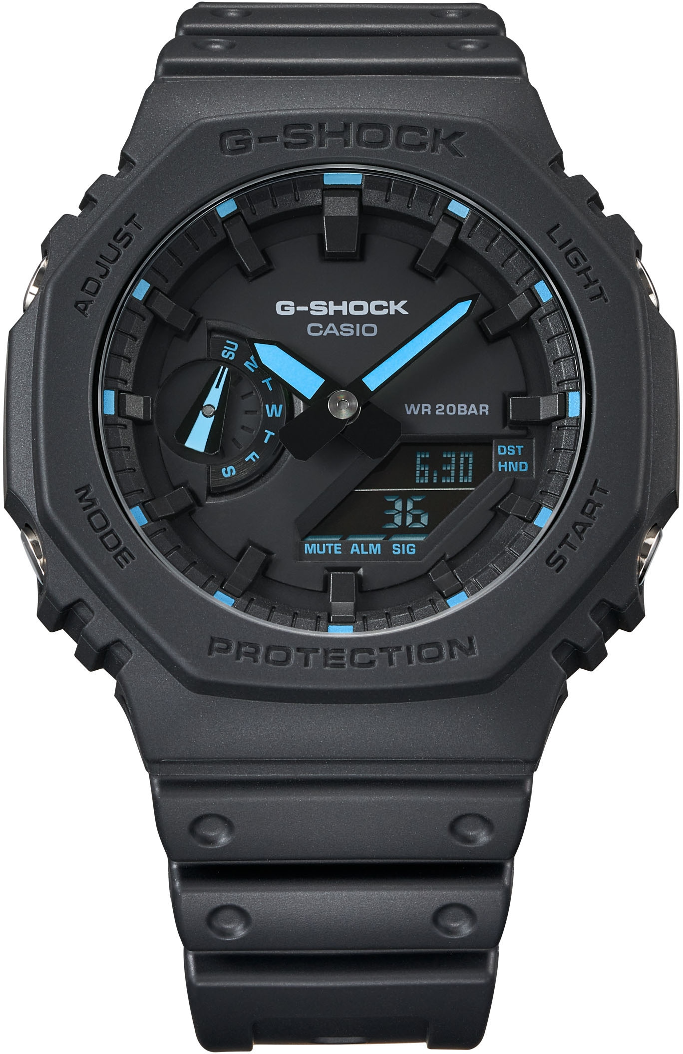 CASIO G-SHOCK Chronograph, Quarzuhr, Armbanduhr,Herrenuhr,digital, bis 20bar wasserd.Resinarmband