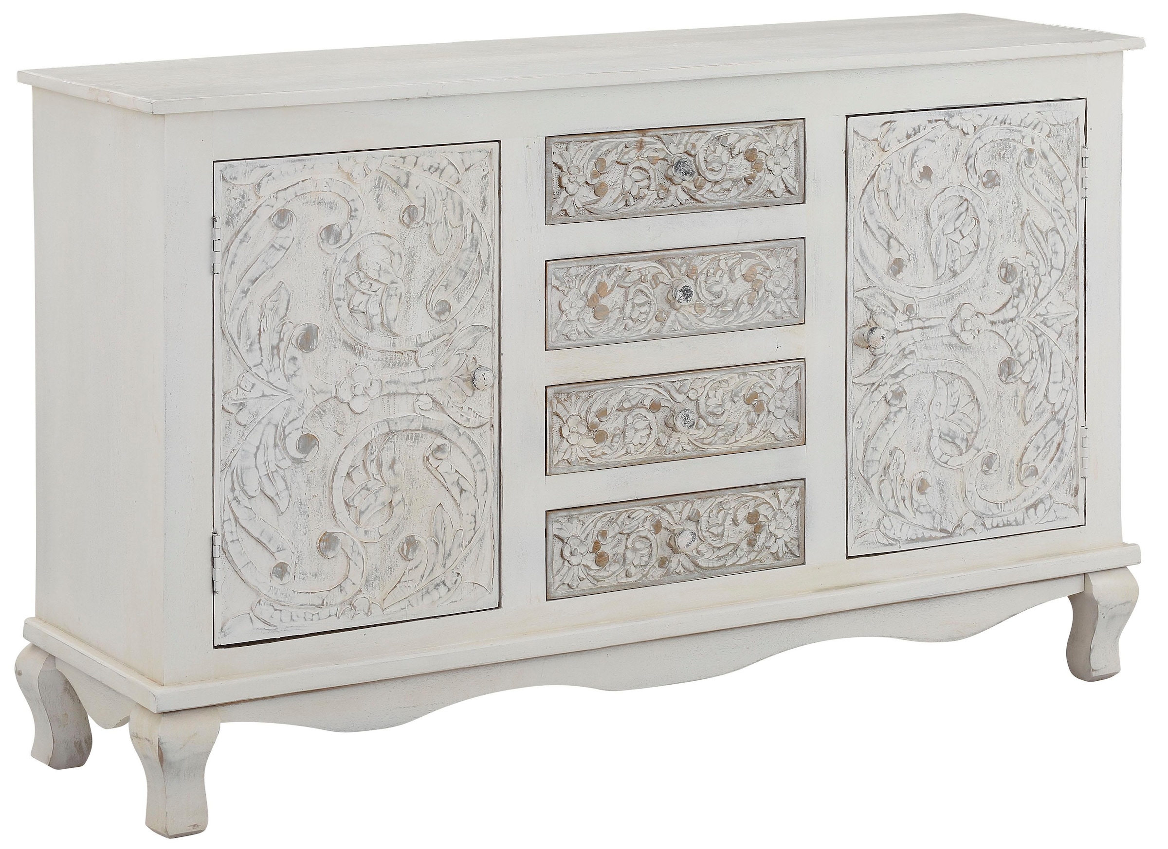 Home affaire Sideboard »Rajat«, Kommode aus Mangoholz mit Türfrontfräsungen, Breite 140 cm
