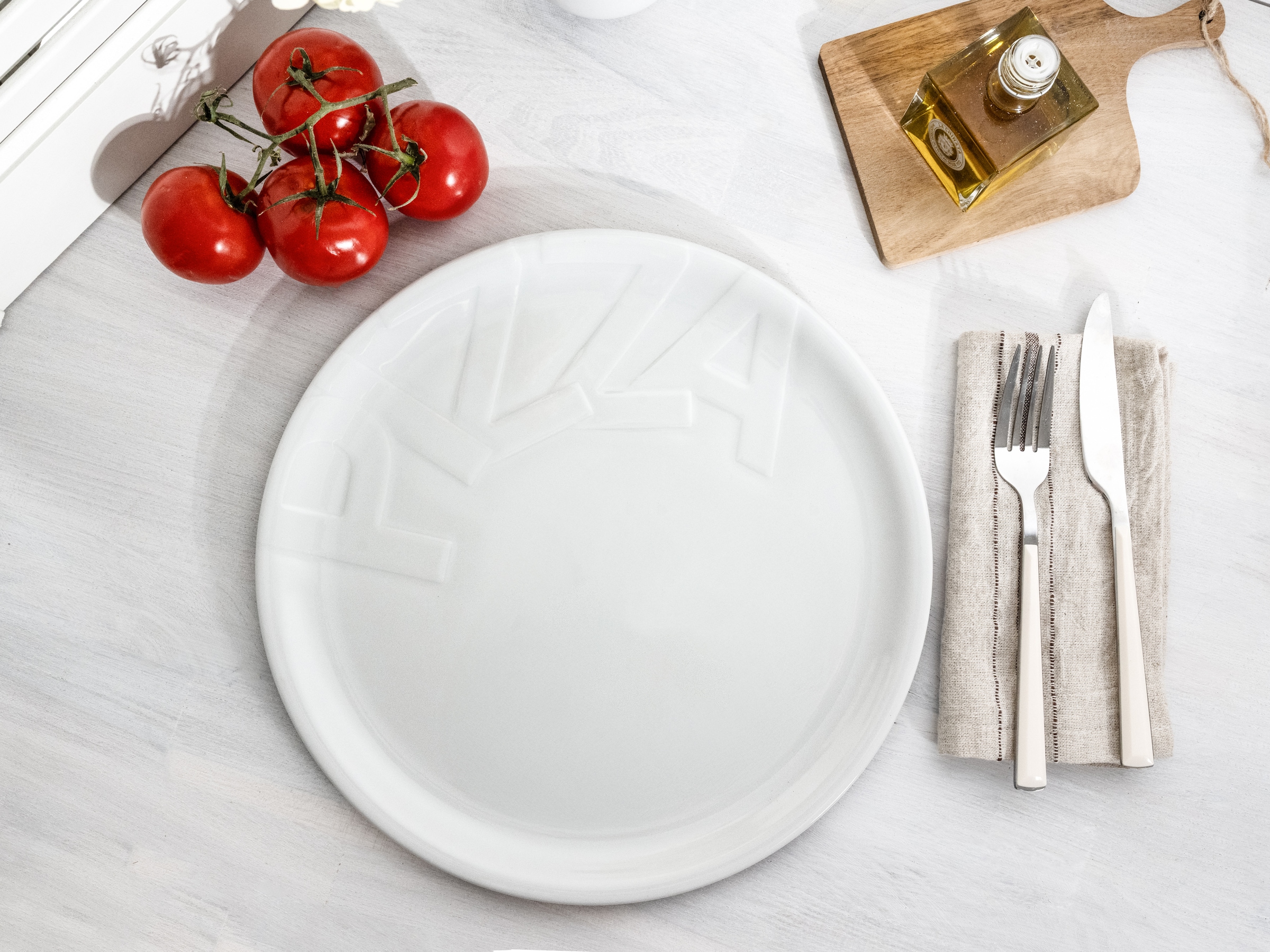 CreaTable Pizzateller »Essteller« Teller Set für 4 Personen, weiß, Porzellan