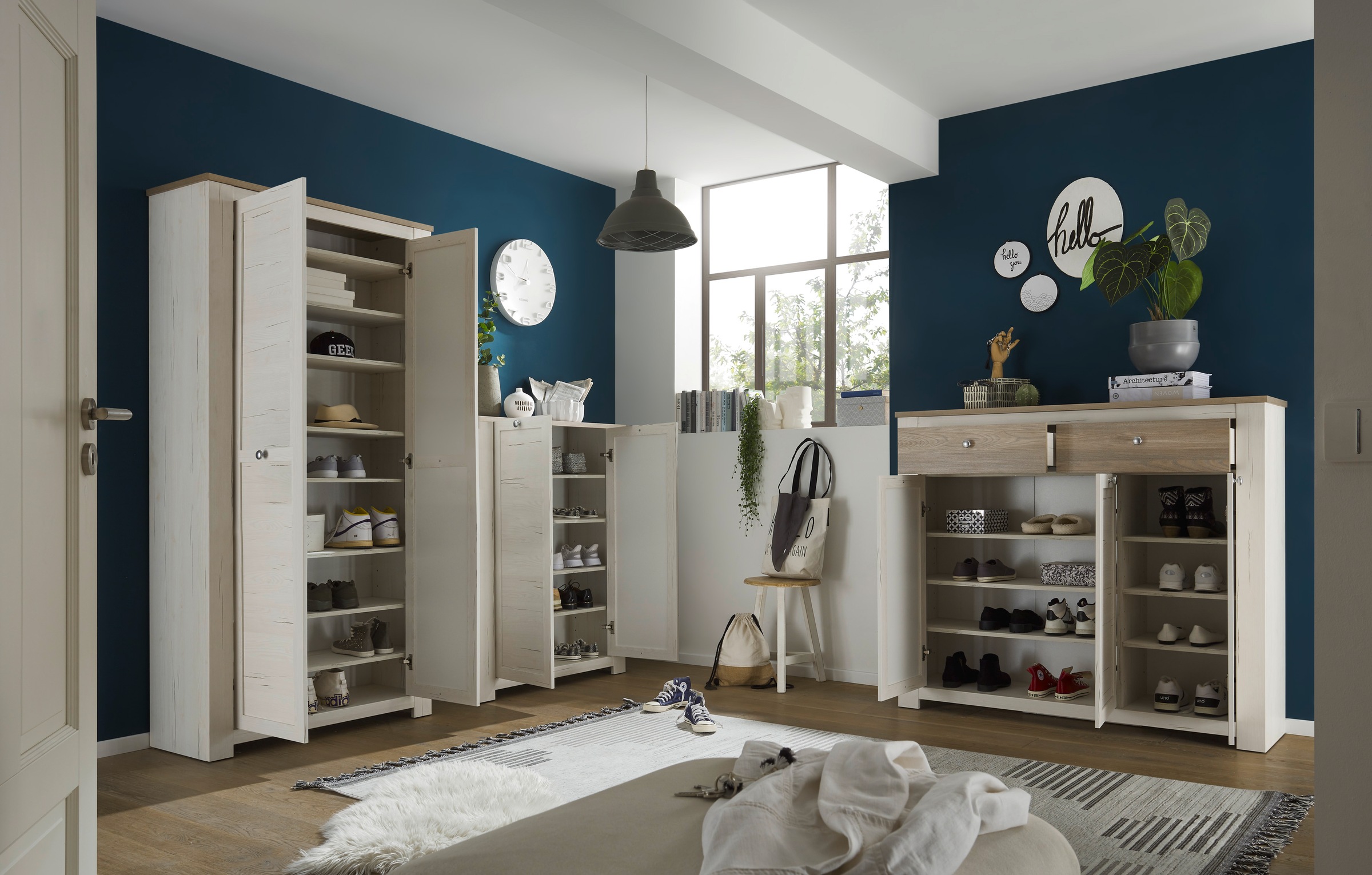HBZ Schuhschrank »Brixen im Landhaustil, BxHxT 98x195x38 cm«, (1 St.), Schuhschrank mit 2 Türen, 7 Einlegeböden, fester Boden