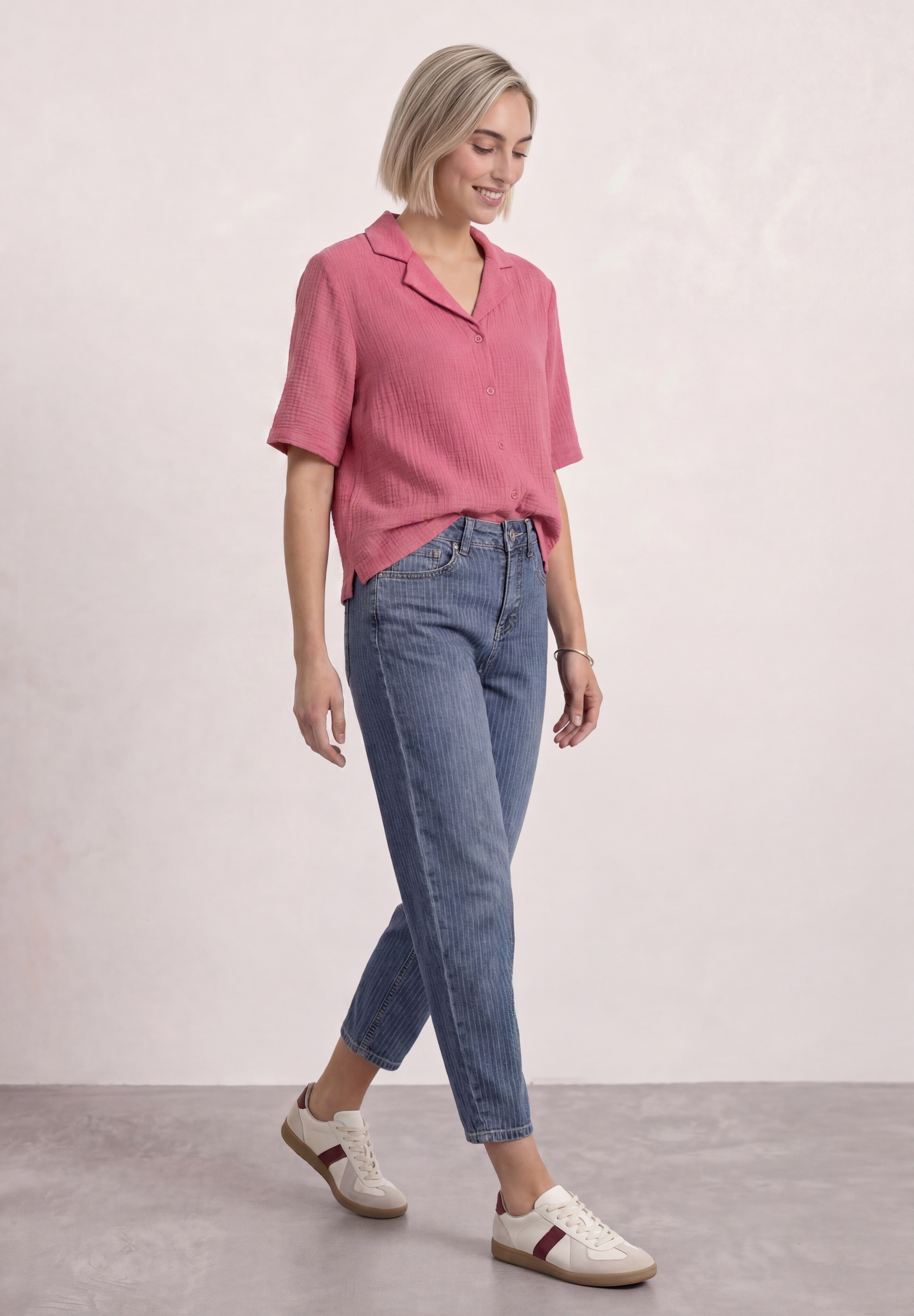 STREET ONE Loose-fit-Jeans »Style Karlie« mit Barrel Legs und Steifen-Optik