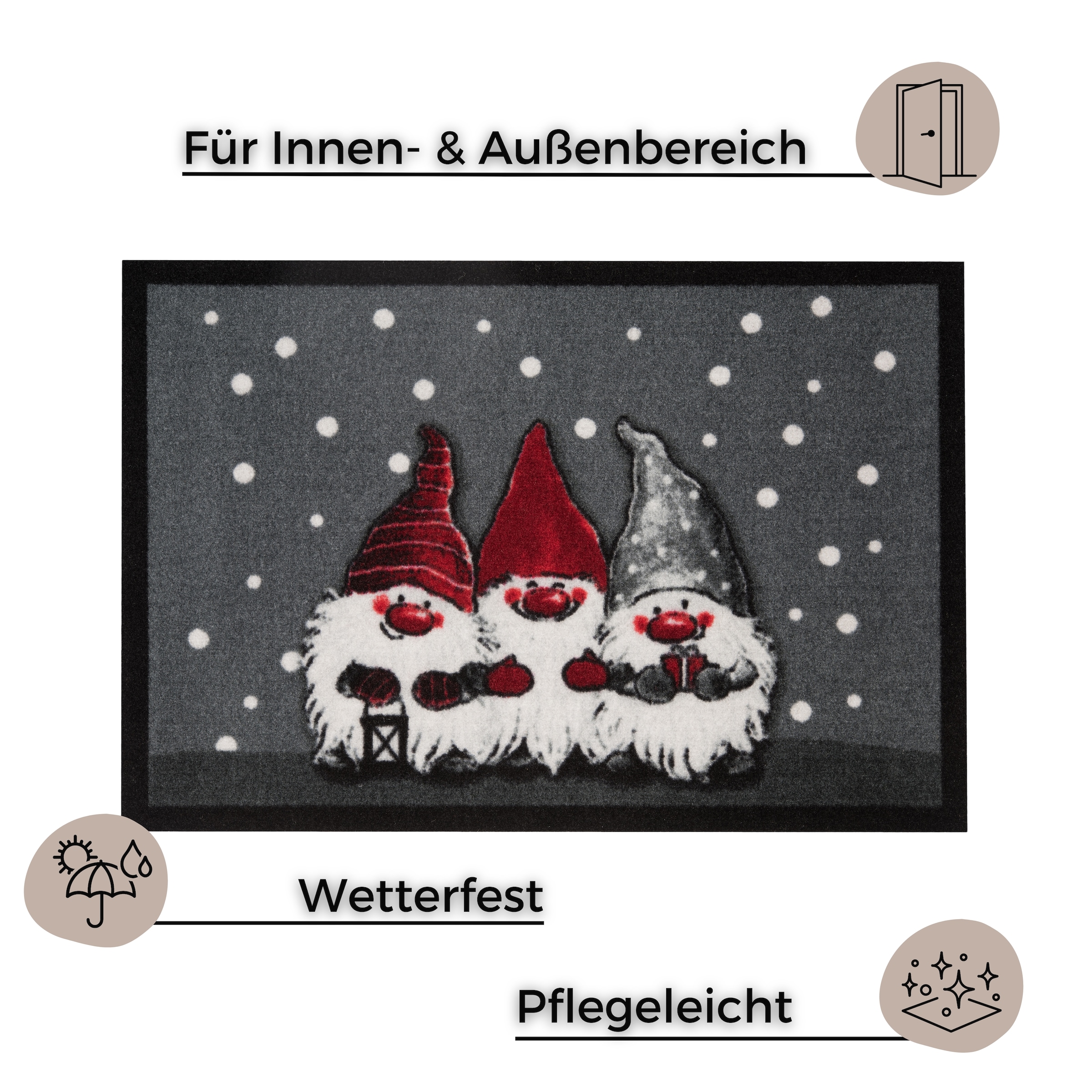HANSE Home Fußmatte »3 Zwerge, Türmatte«, rechteckig, 7 mm Höhe, Schmutzfangmatte, Outdoor, Rutschfest, Weihnachten, Waschbar, Innen