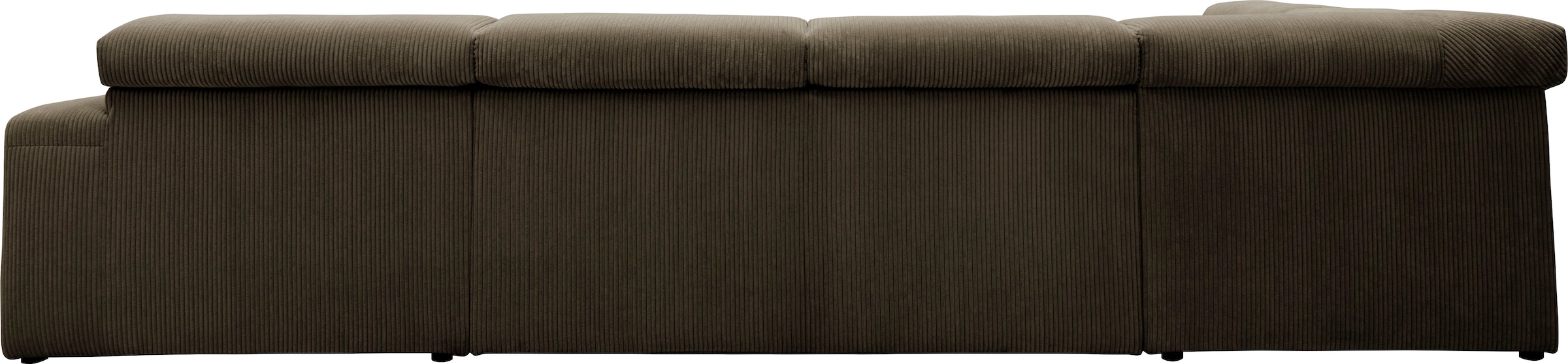 DOMO collection Wohnlandschaft »Brandon, belastbar bis 140kg/ Sitz, B/T: 359/228 cm, U-Form«, ohne Sitztiefenverstellung, Cord, schlamm