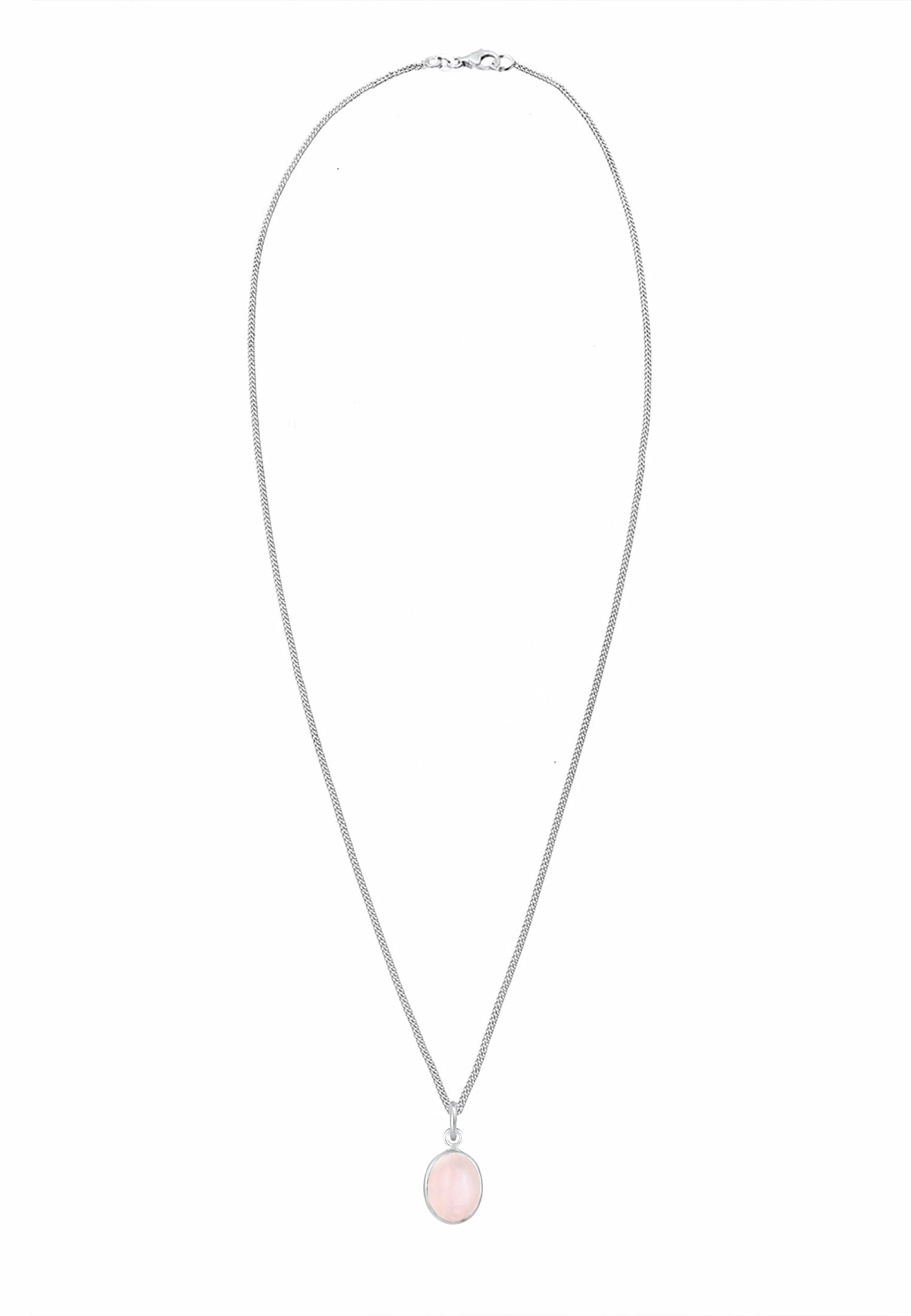 Elli Silberkette »Halskette Anhänger Rosenquarz Rosa Oval 925 Silber«