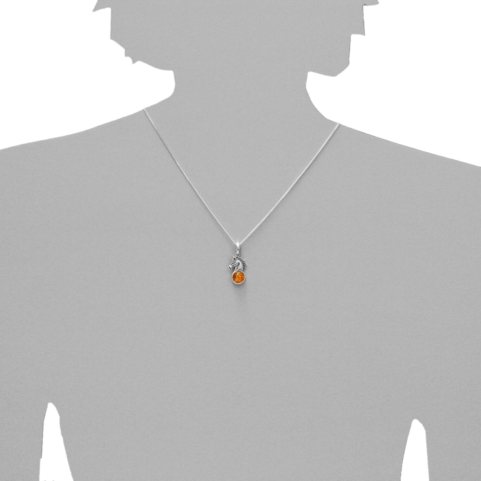 OSTSEE-SCHMUCK Kettenanhänger »- Pferdekopf - Silber 925/000 - Bernstein« ()