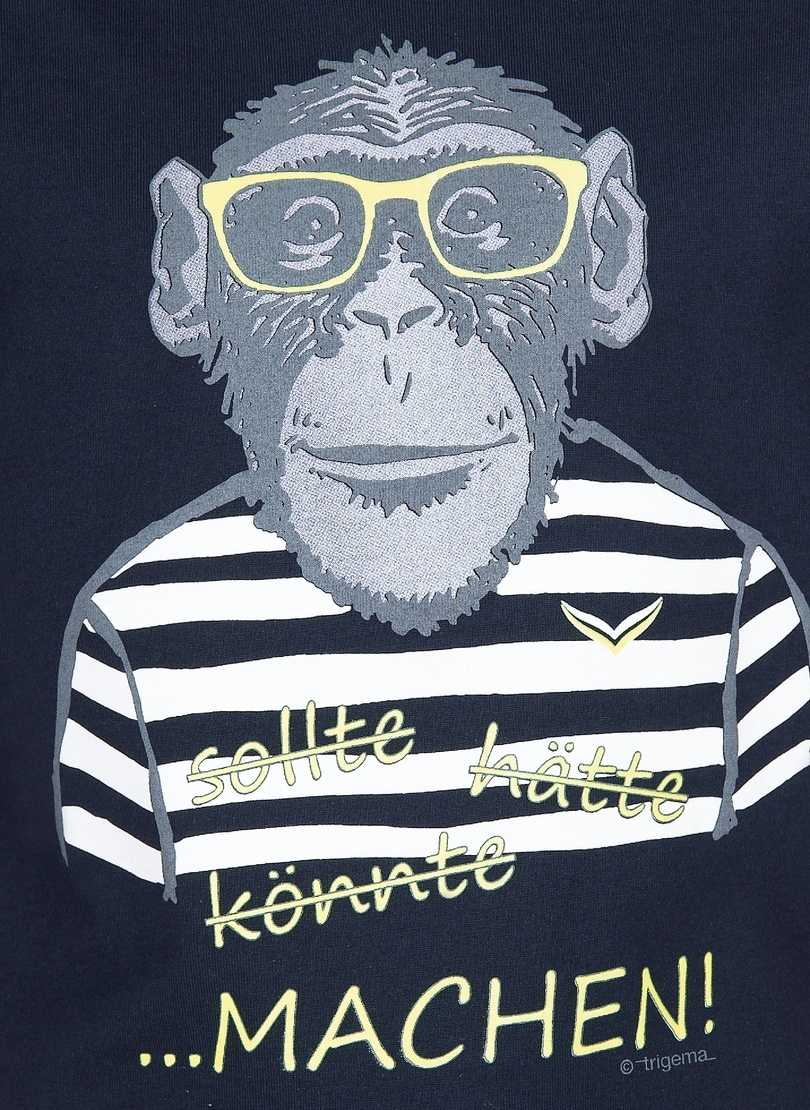 Trigema T-Shirt »TRIGEMA T-Shirt mit großem Affen-Druckmotiv«, (1 tlg.)