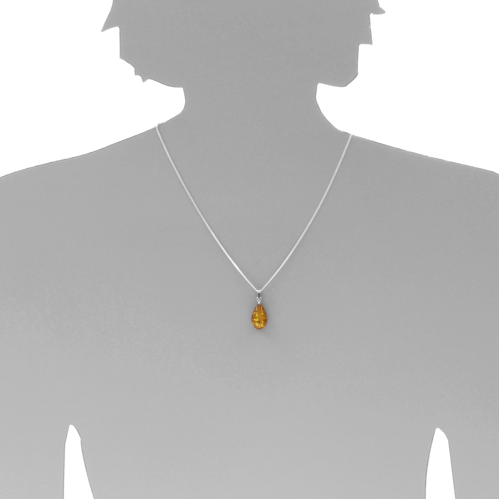OSTSEE-SCHMUCK Kette mit Anhänger »- Tropfen flach, ca. 17 mm lang - Silber 925/000 - Bernstein«