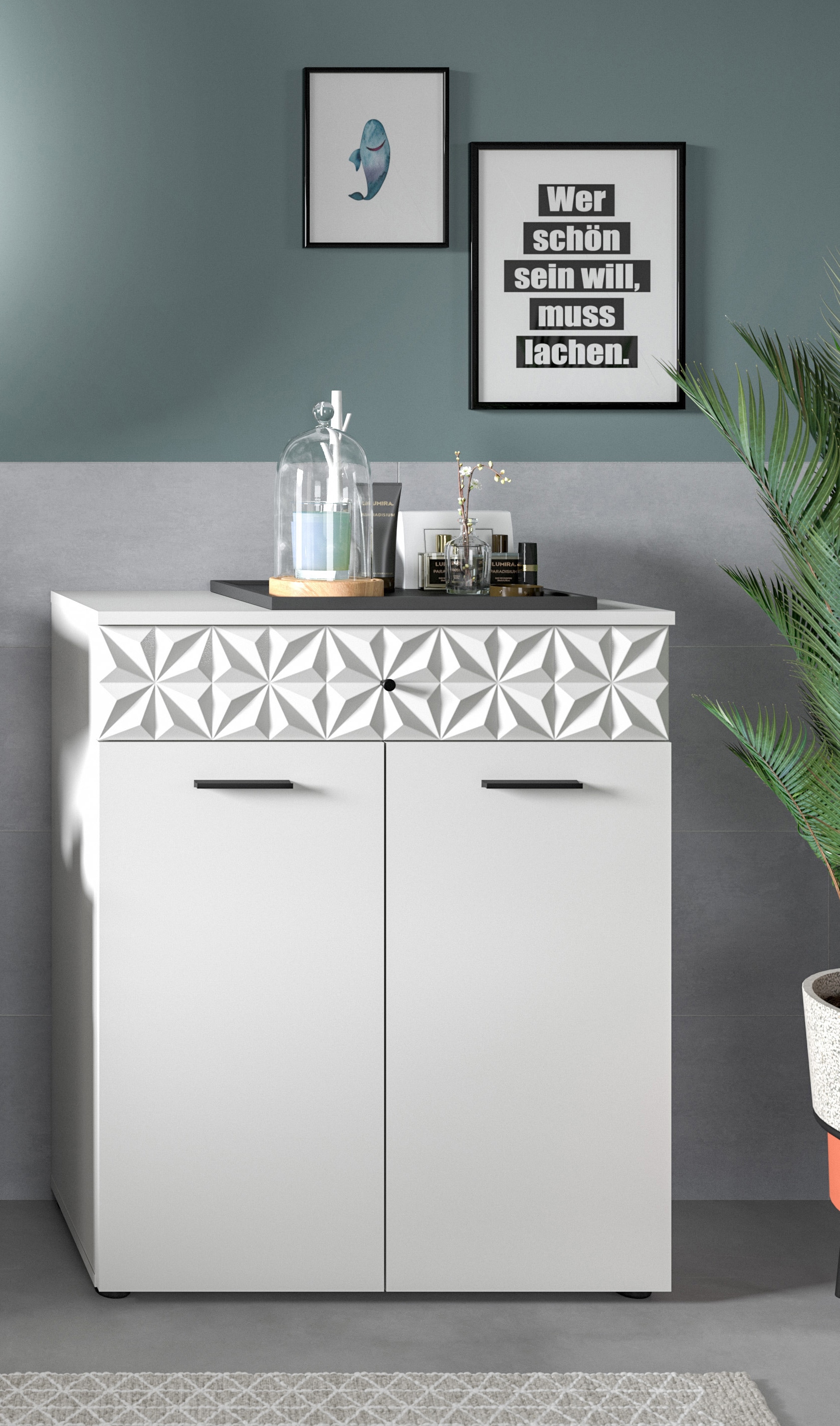 welltime Unterschrank »VICENZA, TOPSELLER!, Breite 70cm, 2-türig, mit Front-Ornamentabsetzung« Standschrank, Badschrank, Kommode, Badkommode, Anrichte, Midischrank