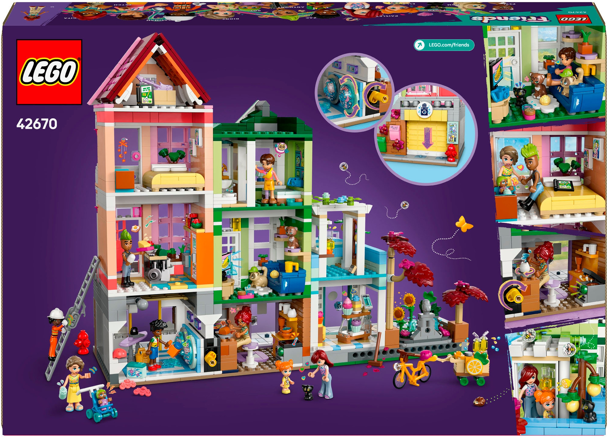 LEGO® Konstruktionsspielsteine »Heartlake City Wohn- und Einkaufsstraße (42670), LEGO Friends«, (2040 St.), Made in Europe