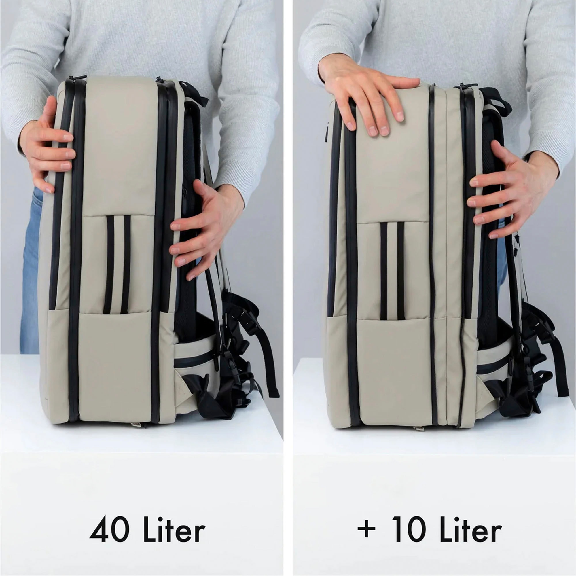 onemate Reiserucksack »grau«, aus erweiterbar; Rechnung Laptopfach; PET-Flaschen kaufen auf recycelten mit