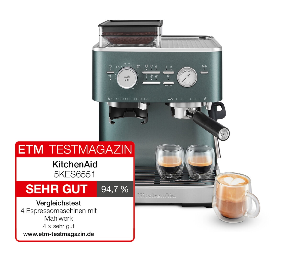 KitchenAid Espressomaschine »5KES6551EBK«, Siebträger mit Mühle