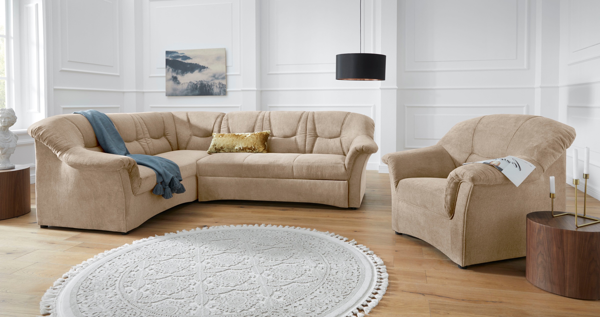 DOMO collection Ecksofa »Sarafina zeitlos und komfortabel, optional mit Federkern, L-Form«, wahlweise mit Bettfunktion