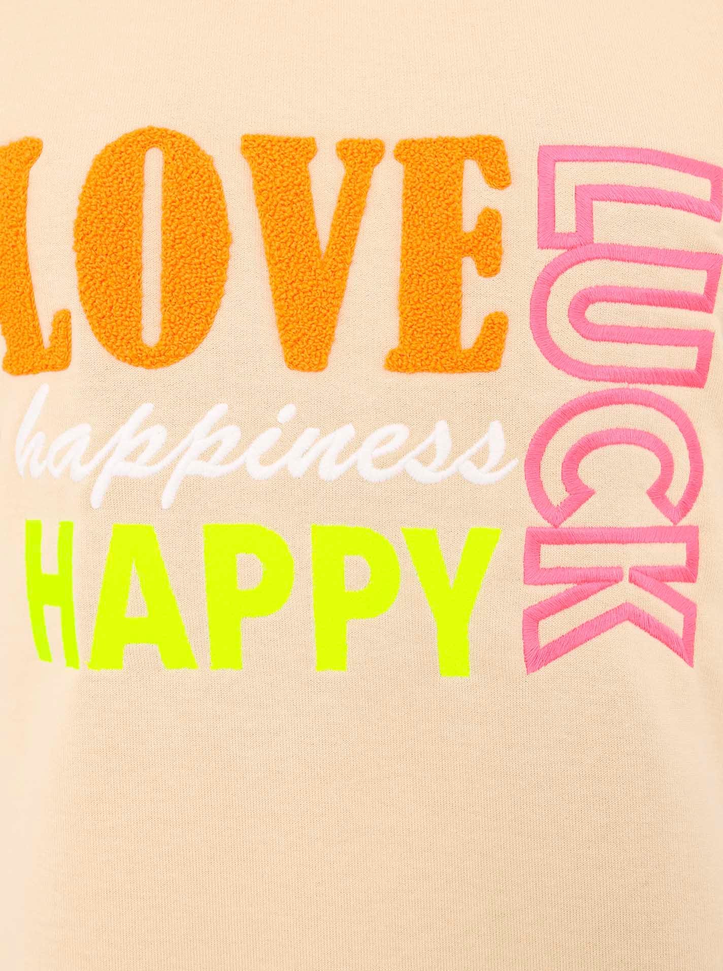 Zwillingsherz Sweater »"Love Luck Happy"« mit Used-Look Kanten und fröhlicher Stickerei