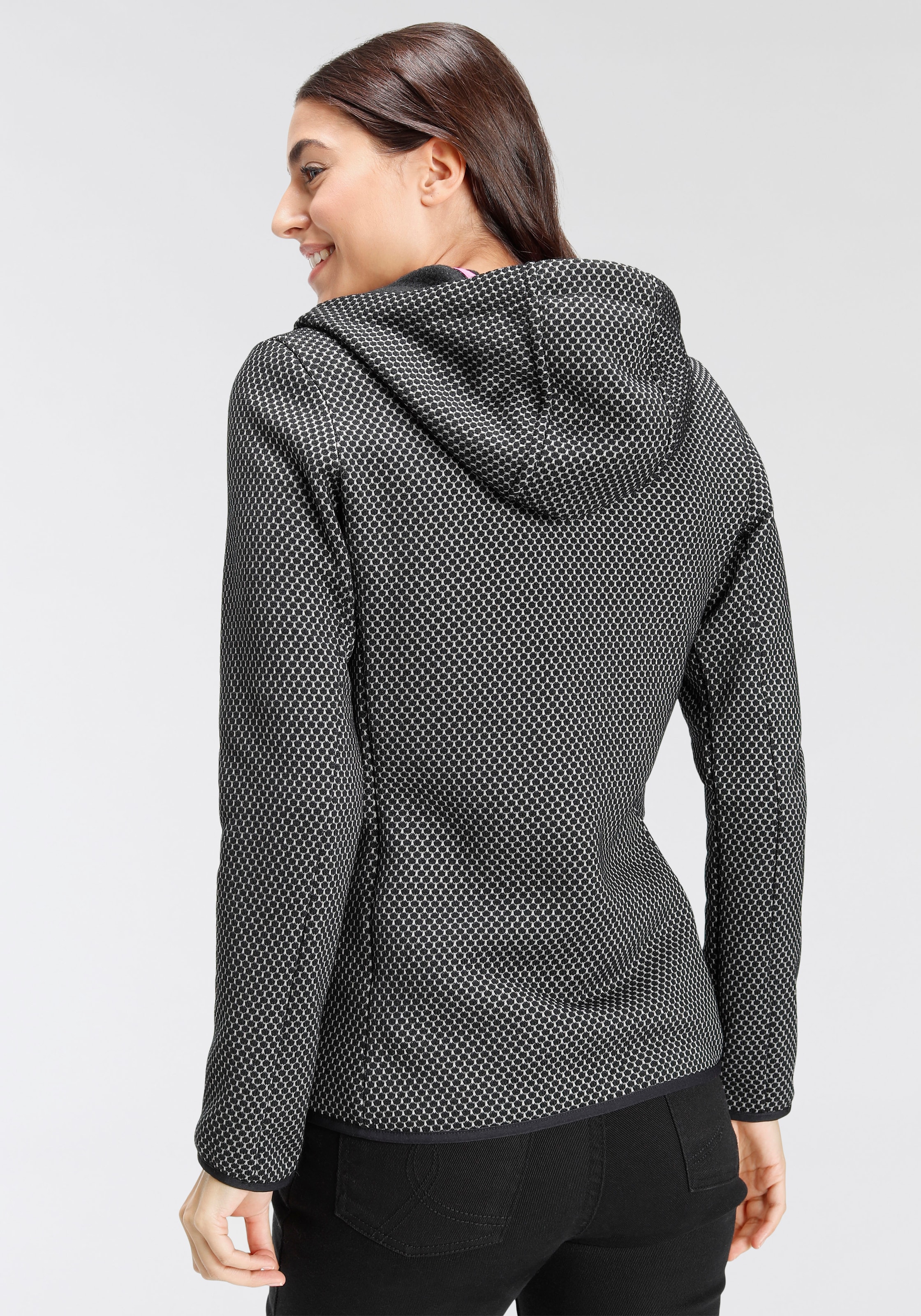 CMP Strickfleecejacke, mit Kapuze, Wärmend & windabweisend & Atmungsaktiv
