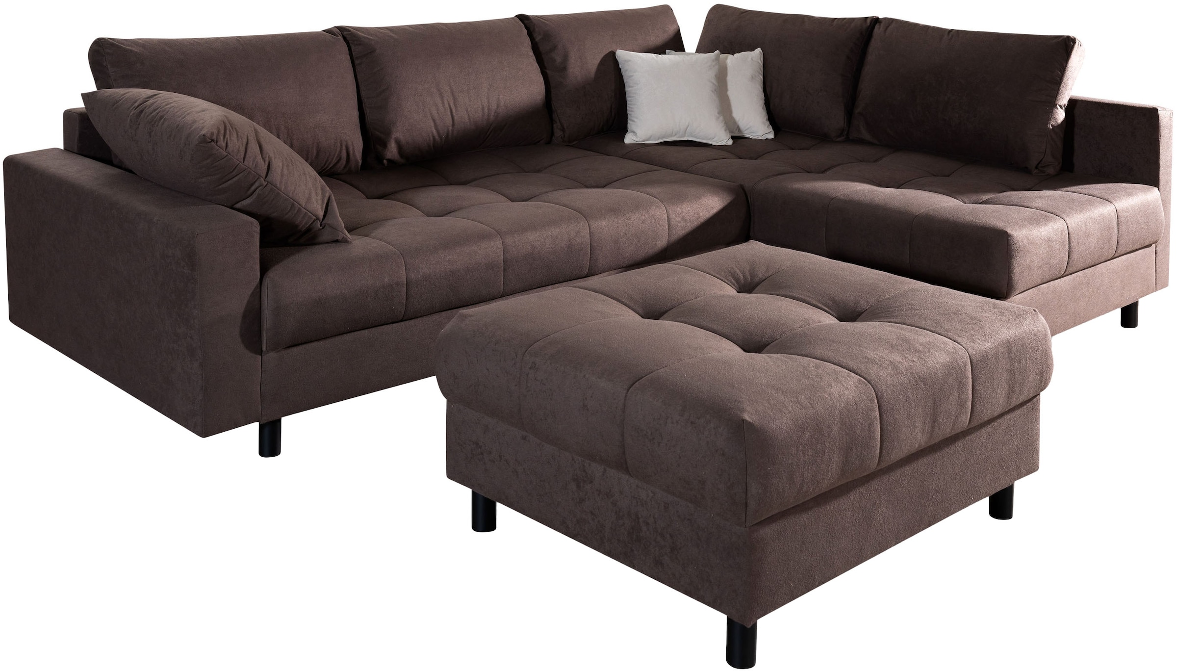 COLLECTION AB Ecksofa »Toni L-Form 274 cm« Set: Sofa & Hocker, 2 Zierkissen, Bonell-Federkern