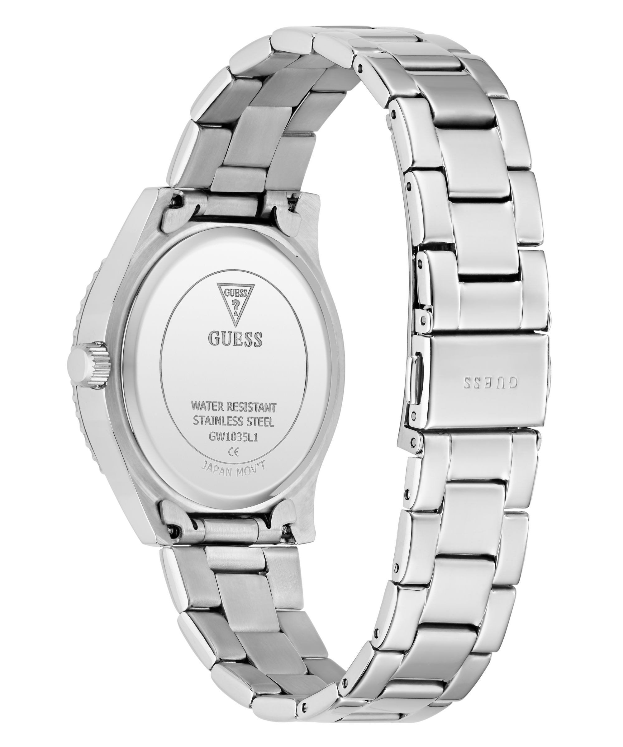 Guess Multifunktionsuhr »MARIANA« Quarzuhr, Armbanduhr, Damenuhr, Edelstahlarmband, analog, Wochentag