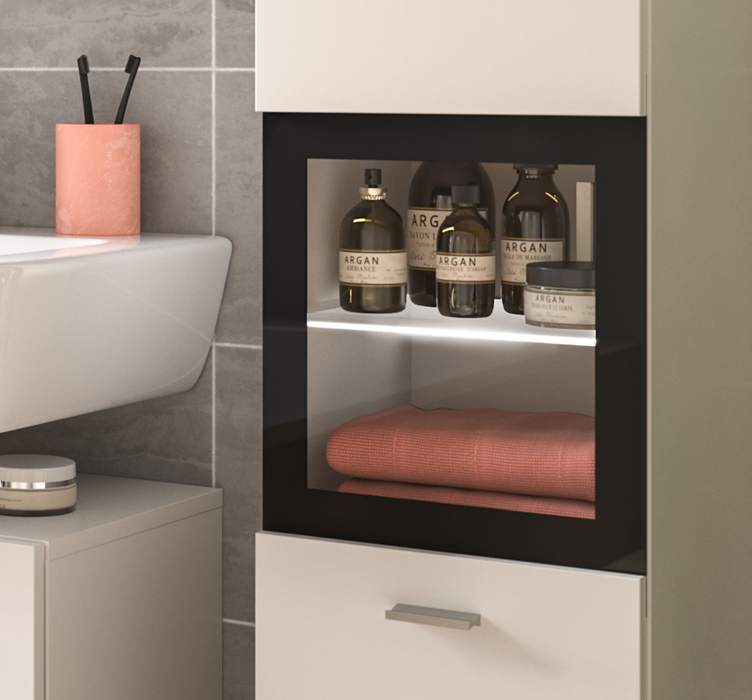 welltime Hochschrank »Tampa, Höhe 125cm, hängend oder stehend montierbar«, Badschrank, Bad-Hängeschrank, Badezimmer, Bad-Möbel