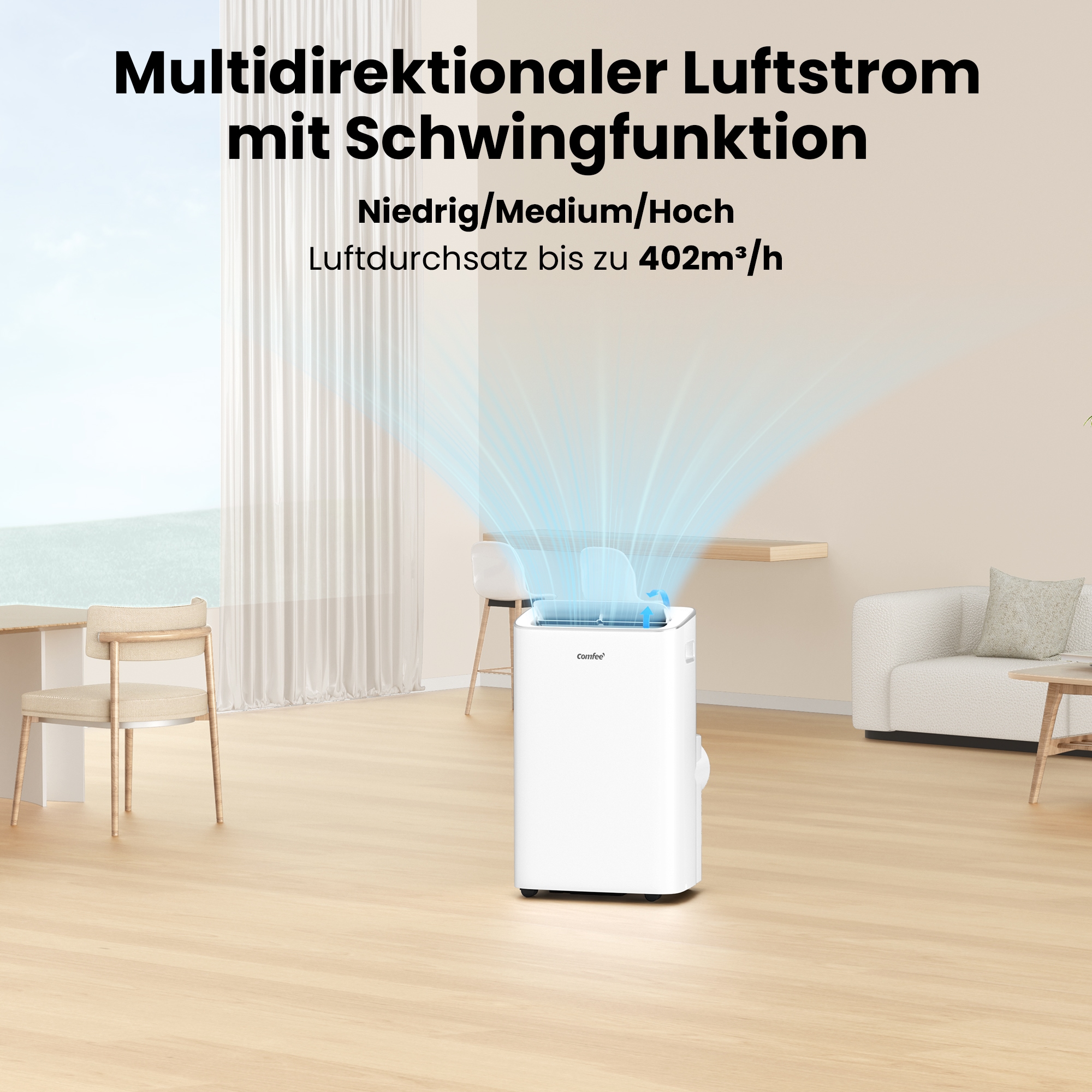 comfee 4-in-1-Klimagerät »CPPXE-12HRN7; Kühlen, Heizen und Entfeuchten und Ventilieren« für Räume bis zu 43m², APP-Fähig